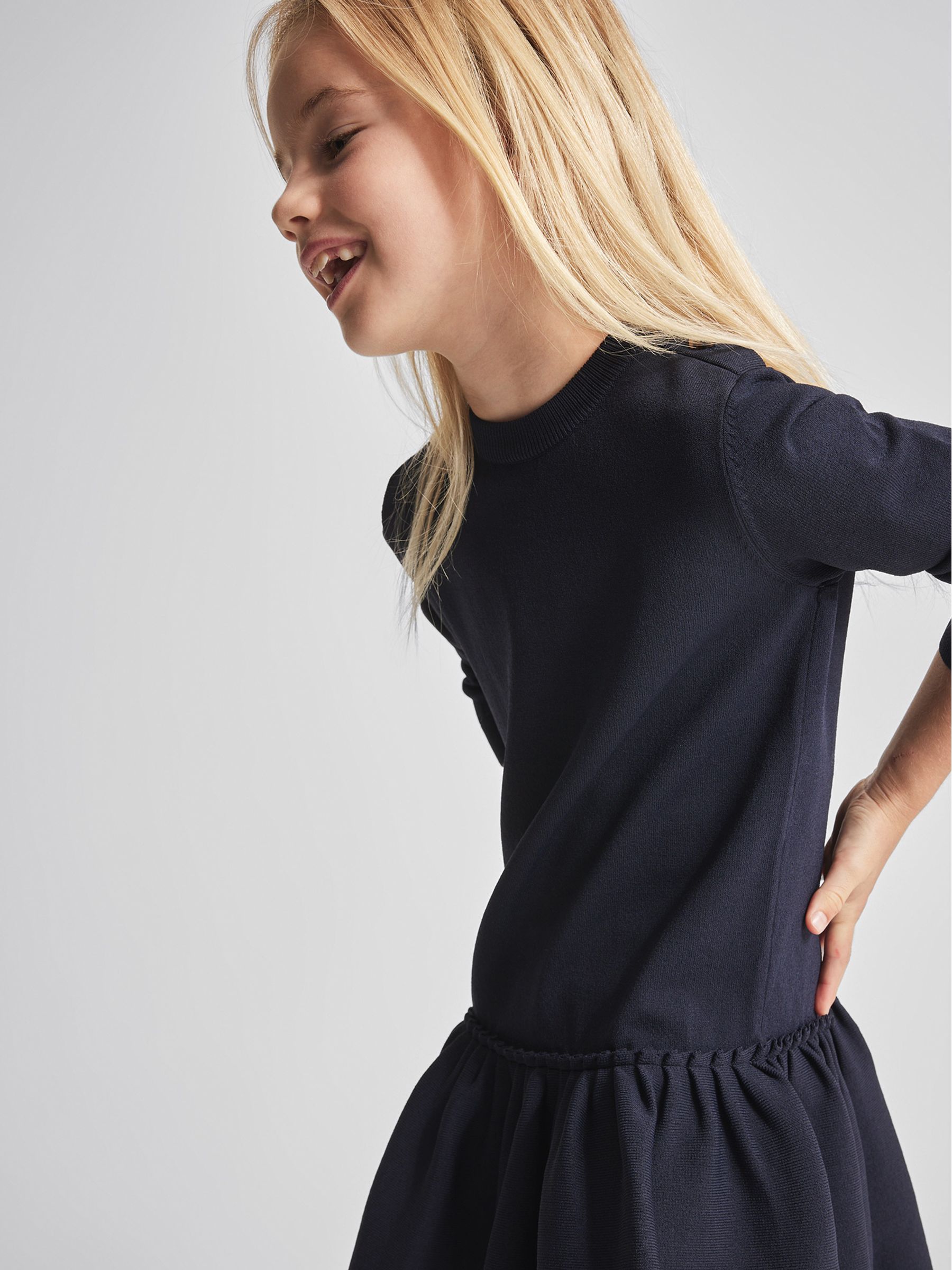 Button Detail Mini Dress in Navy - Image 4 of 6