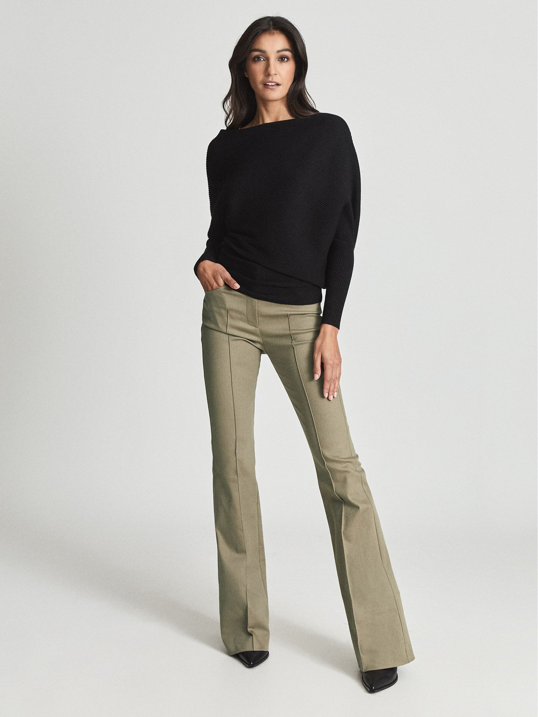 Asymmetric Knitted Top in Black - Image 1 of 5