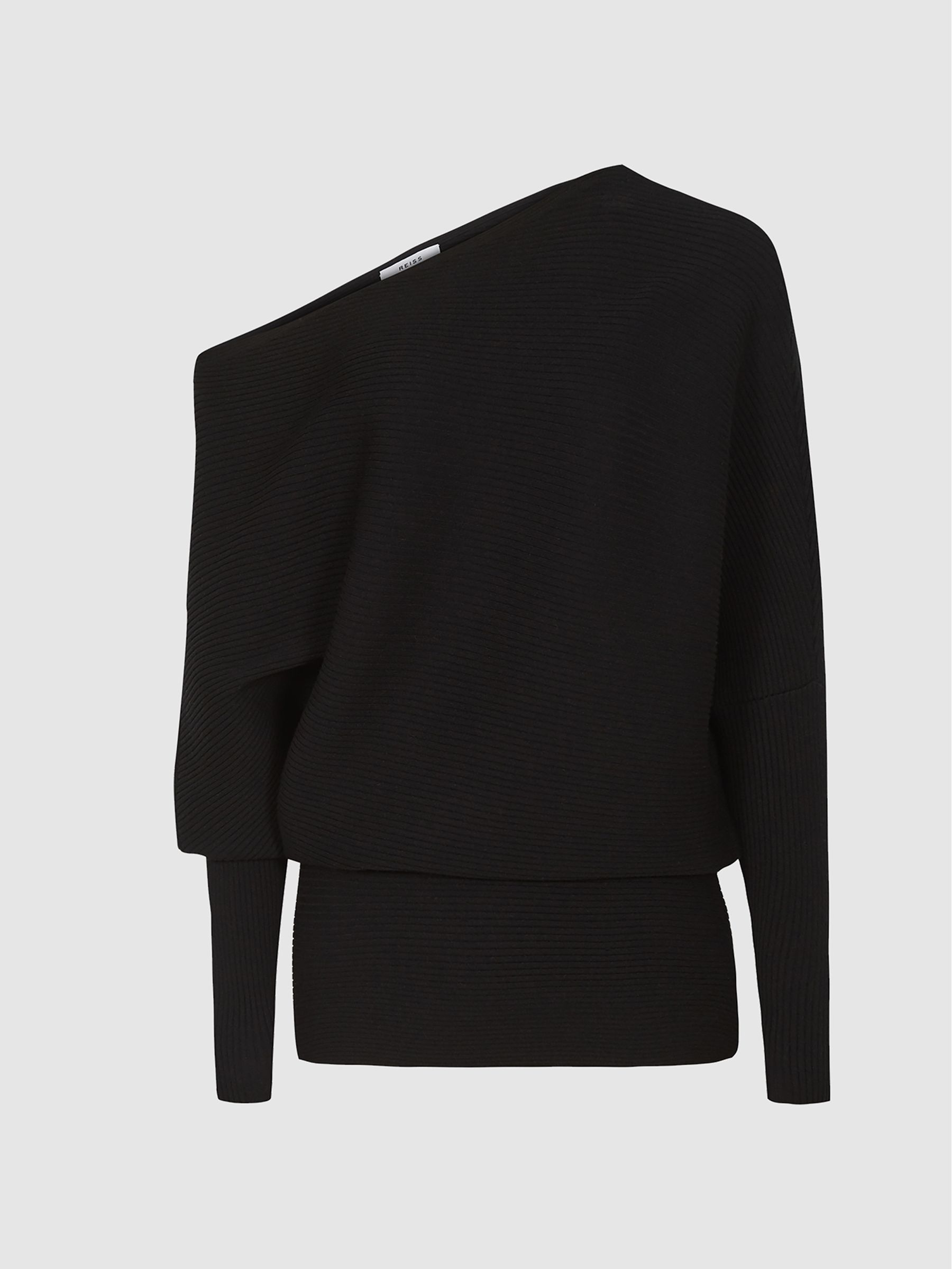 Asymmetric Knitted Top in Black - Image 2 of 5