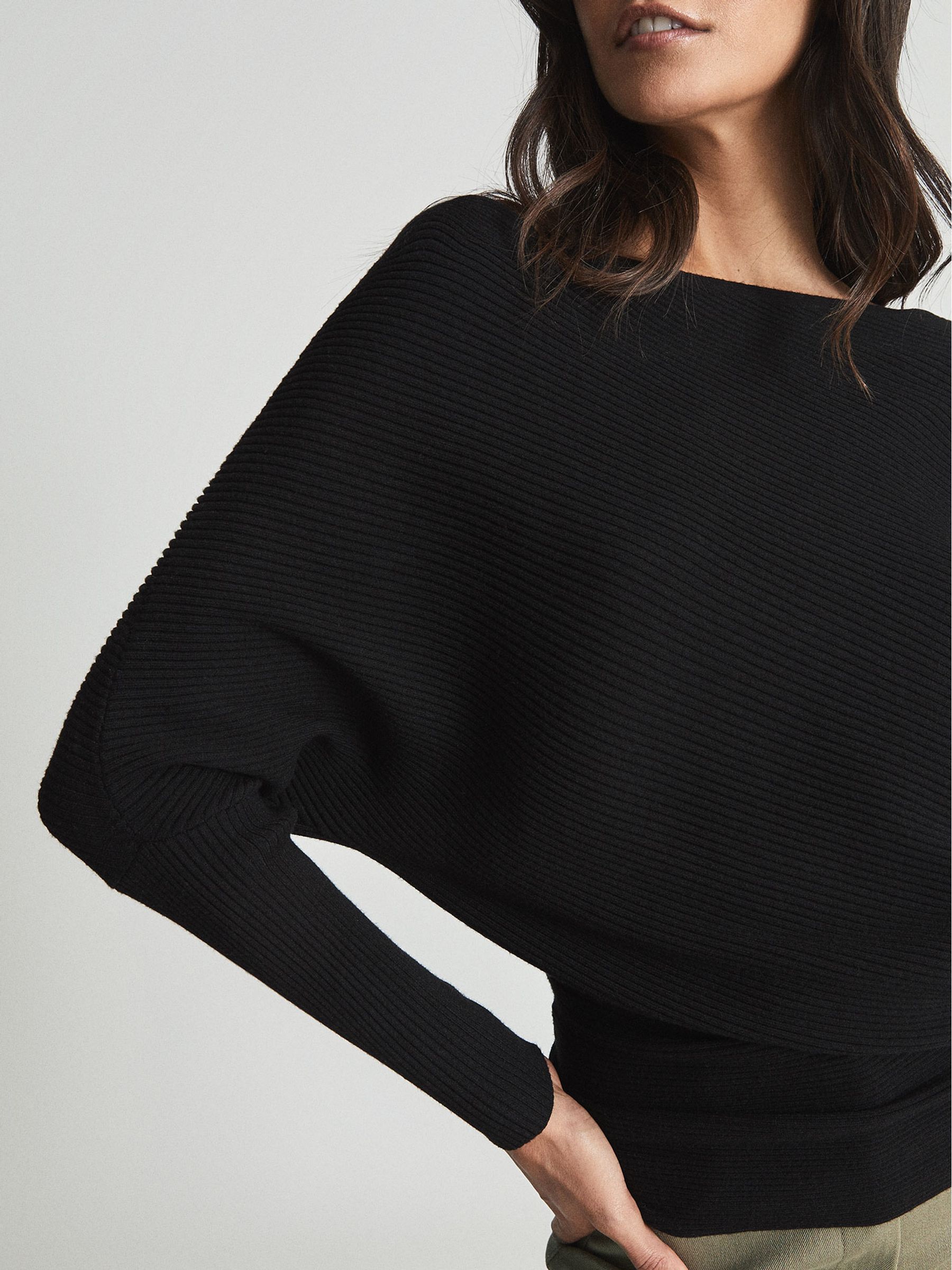 Asymmetric Knitted Top in Black - Image 4 of 5