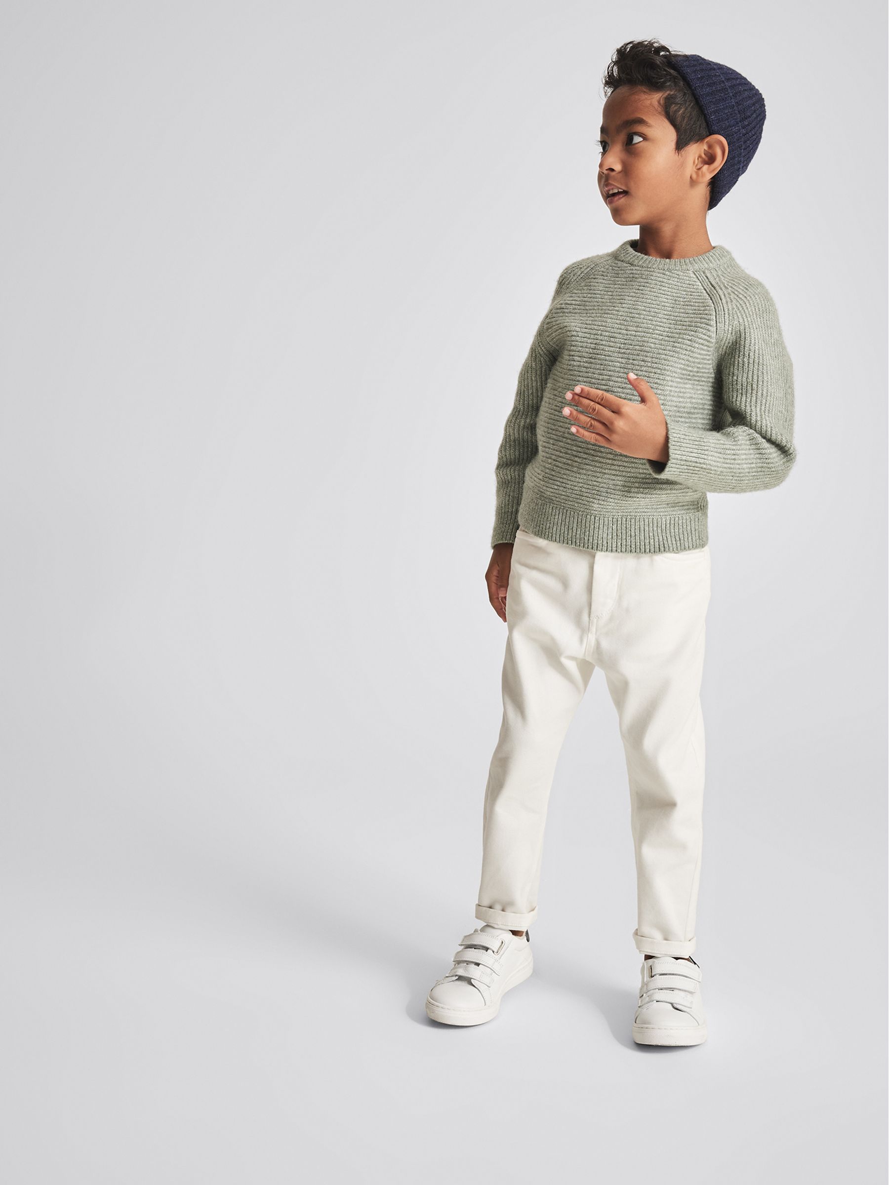 Lambswool Beanie in Navy - Image 1 of 6