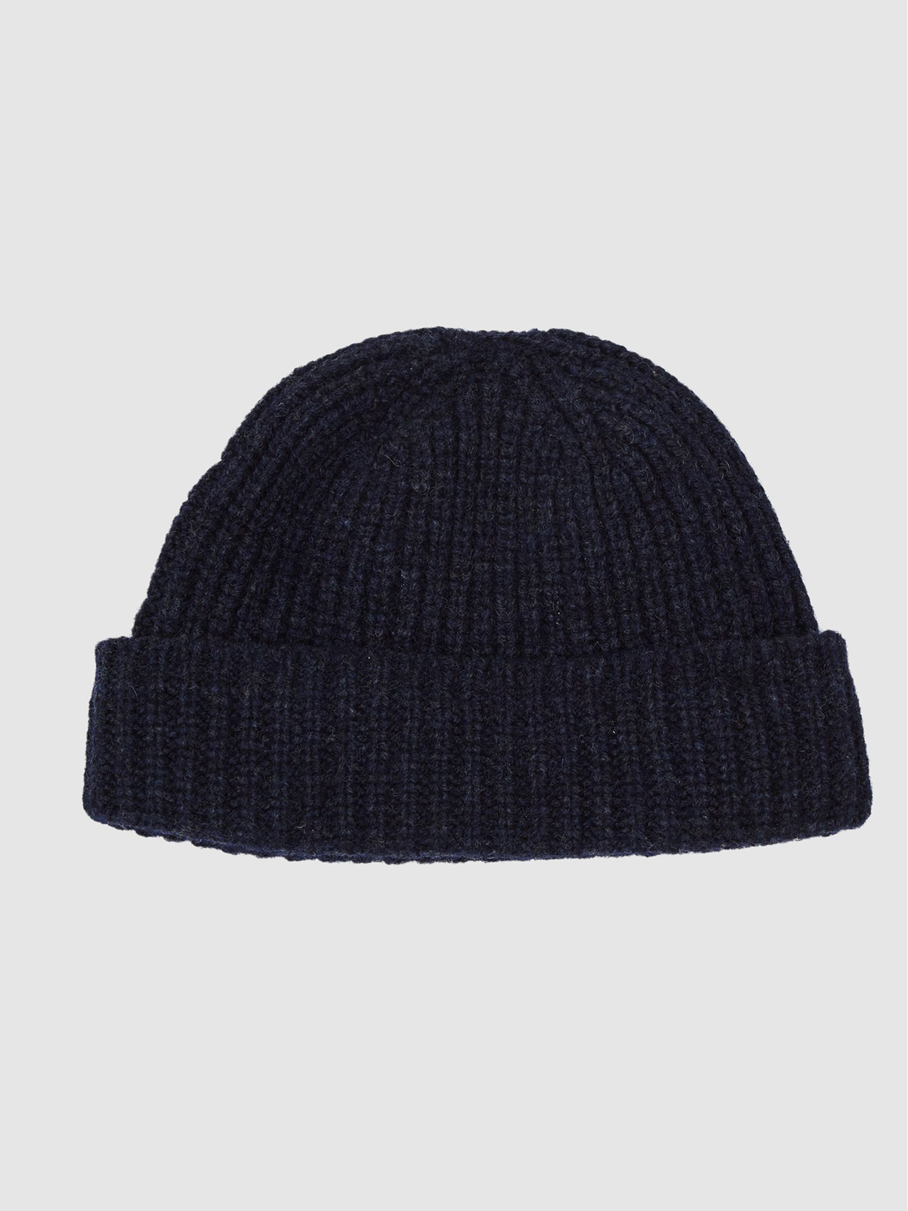 Lambswool Beanie in Navy - Image 2 of 6