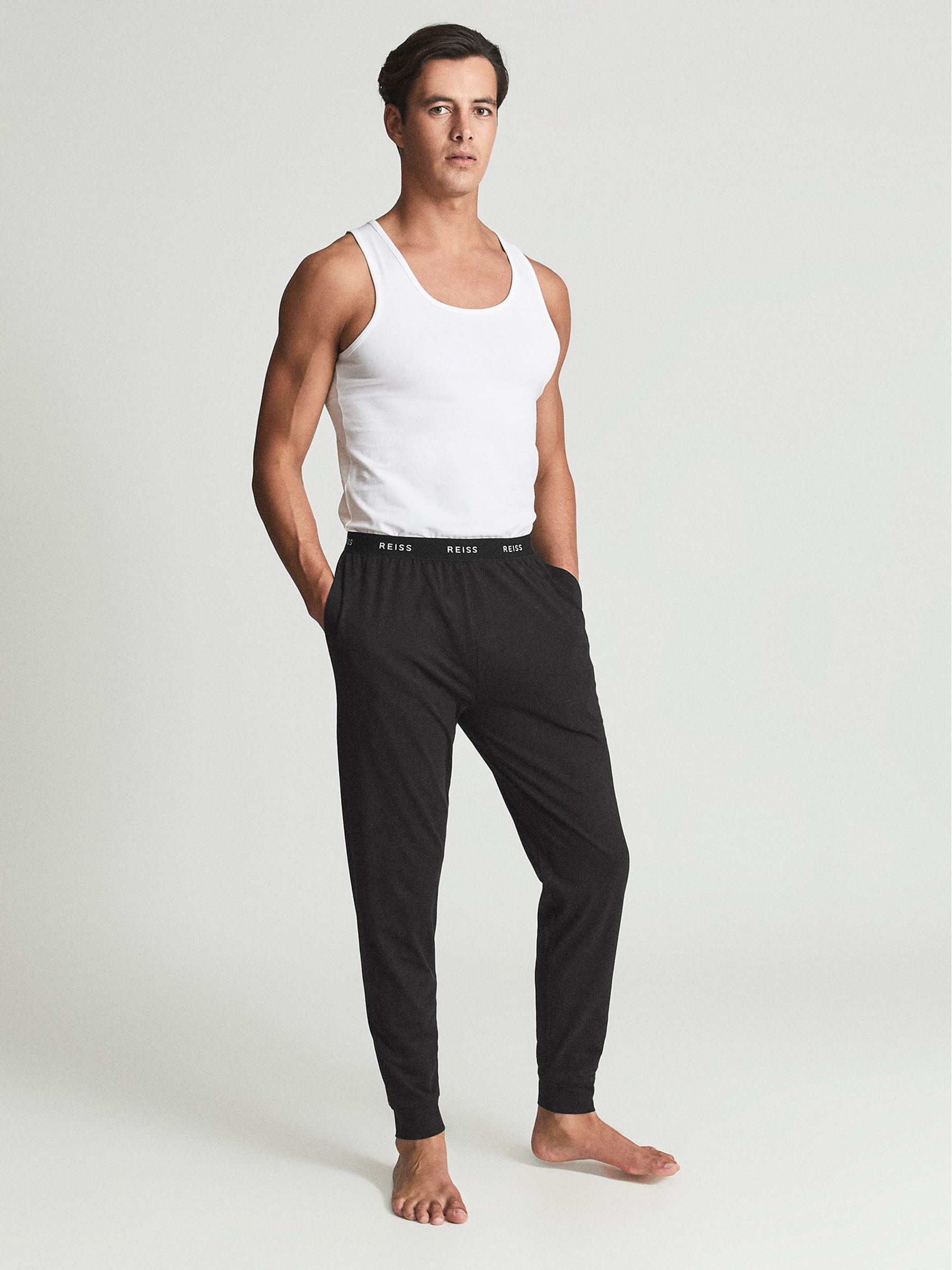 Organic Cotton Nightwear Joggers in Black - Image 1 of 5