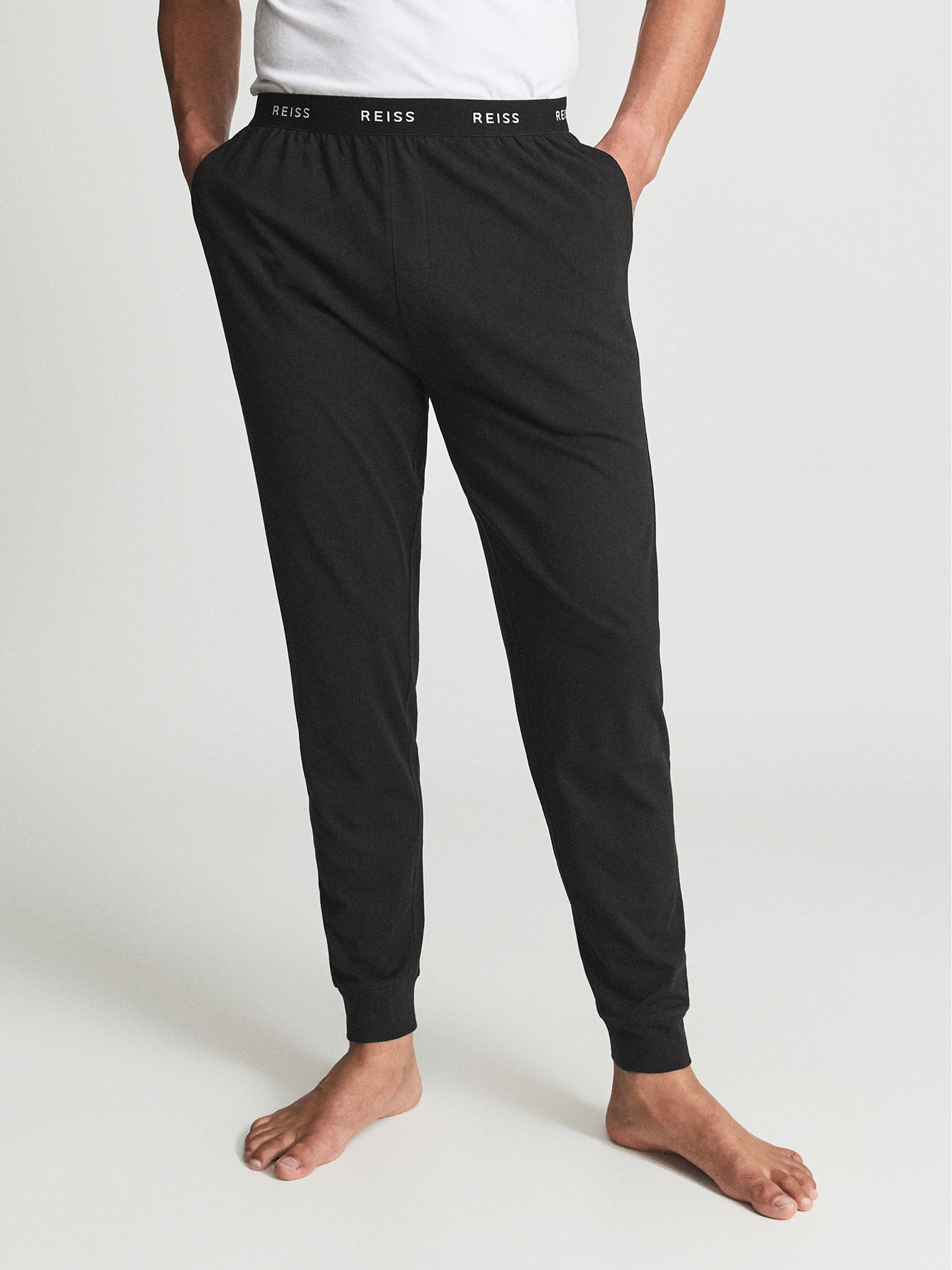 Organic Cotton Nightwear Joggers in Black - Image 3 of 5