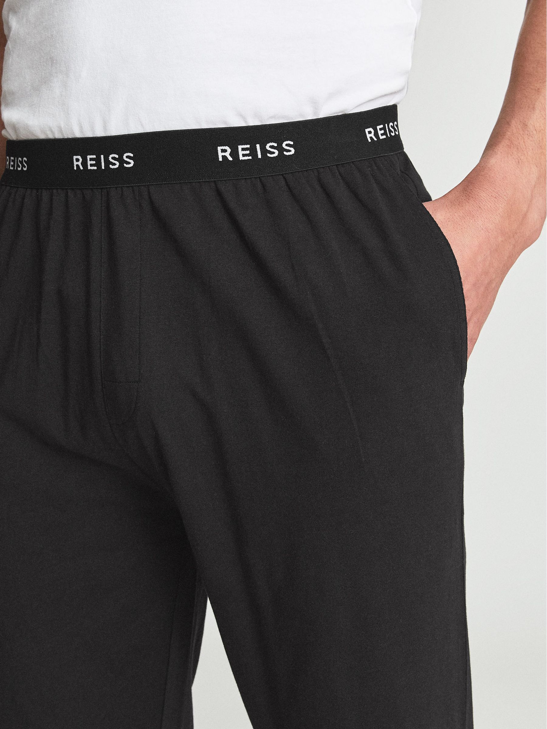 Organic Cotton Nightwear Joggers in Black - Image 4 of 5