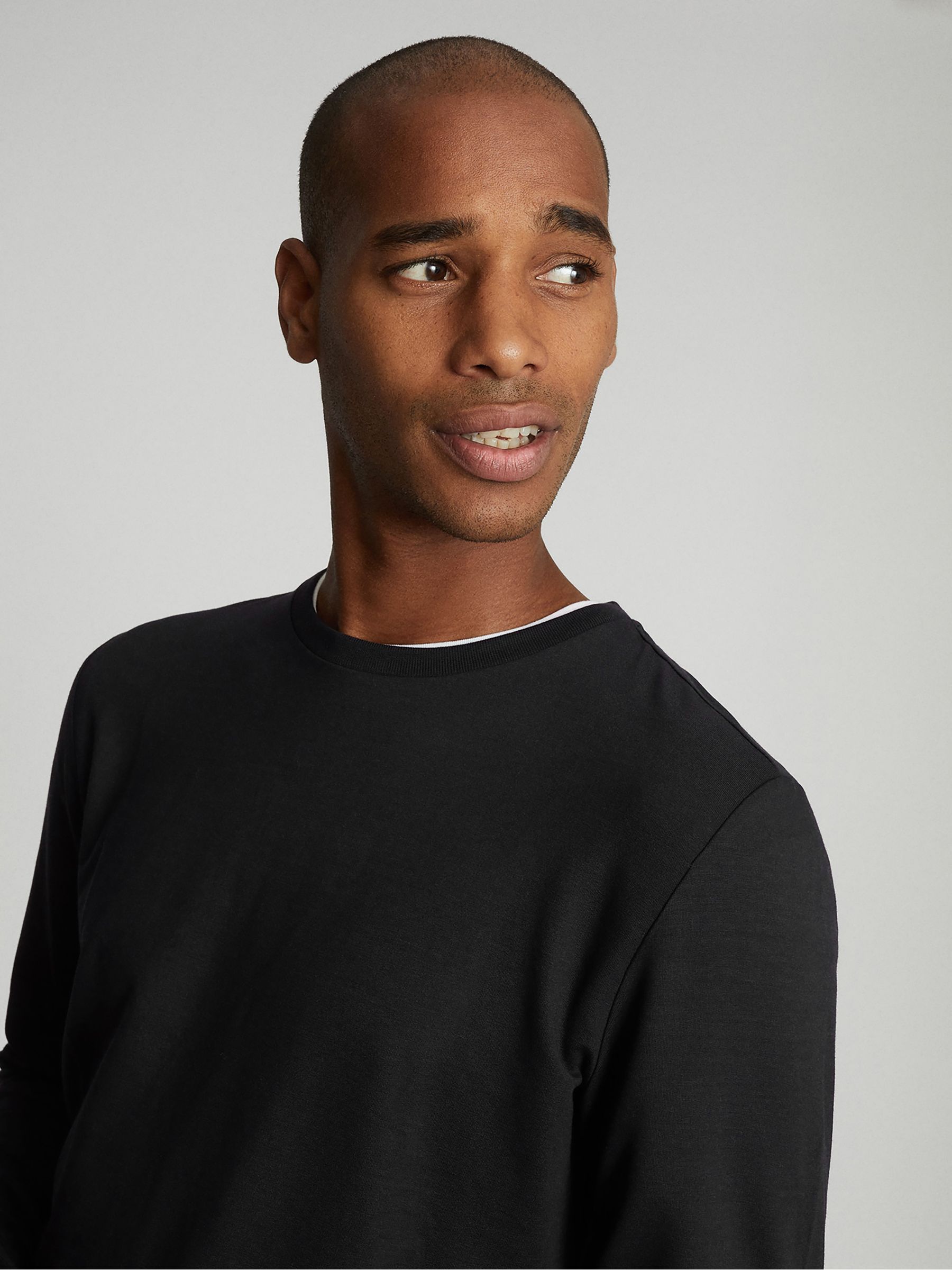 Crew Neck Jersey Top in Charcoal - Image 4 of 5
