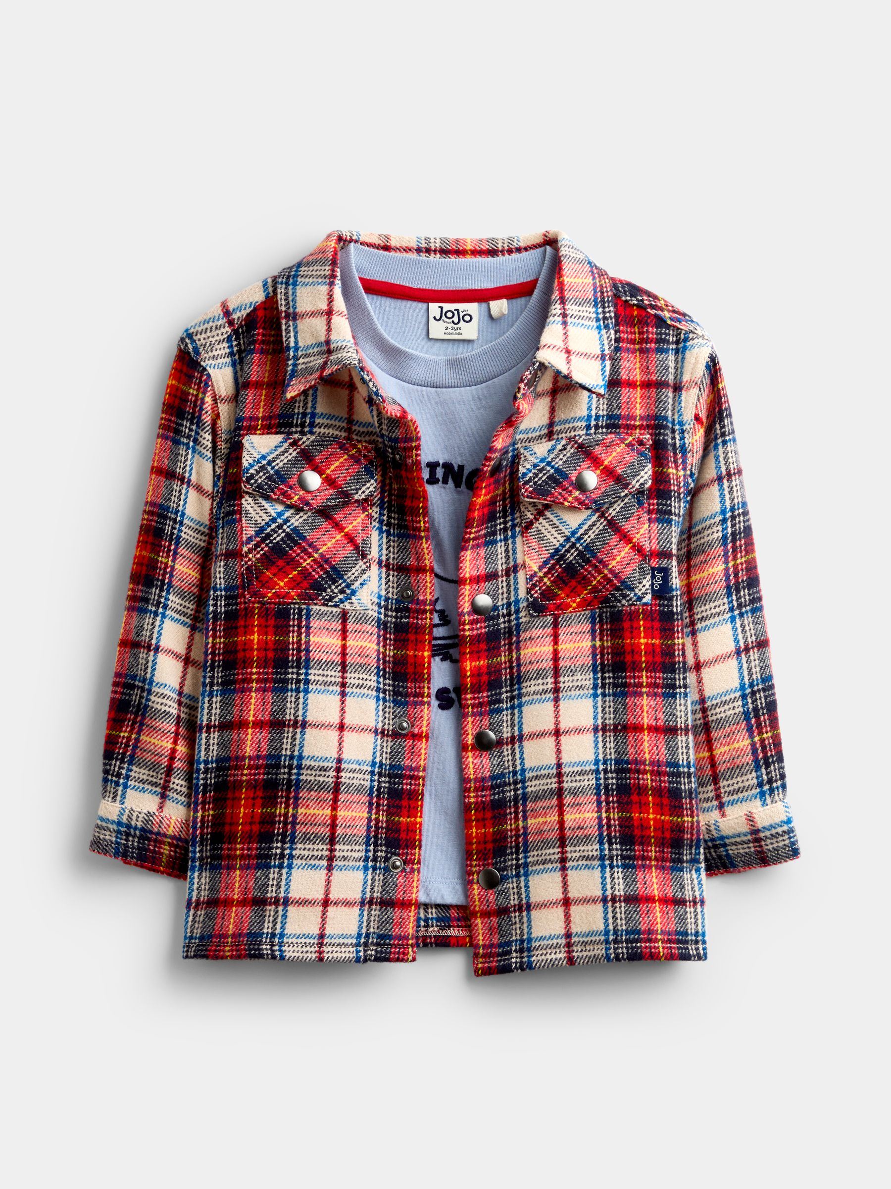 Red Check Brushed Shacket & T-Shirt Set - Image 3 of 9