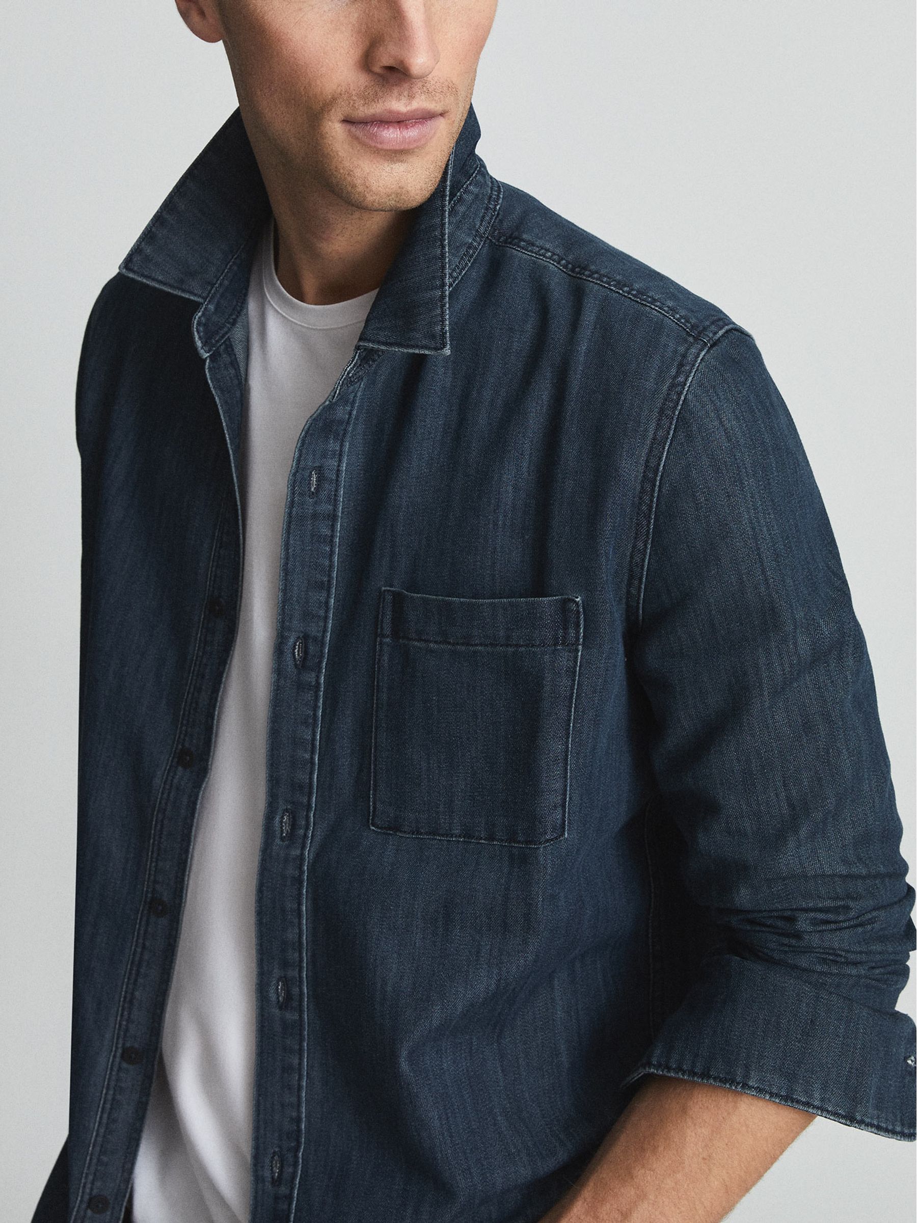 Paige Denim Shirt in Dark Indigo - Image 4 of 6