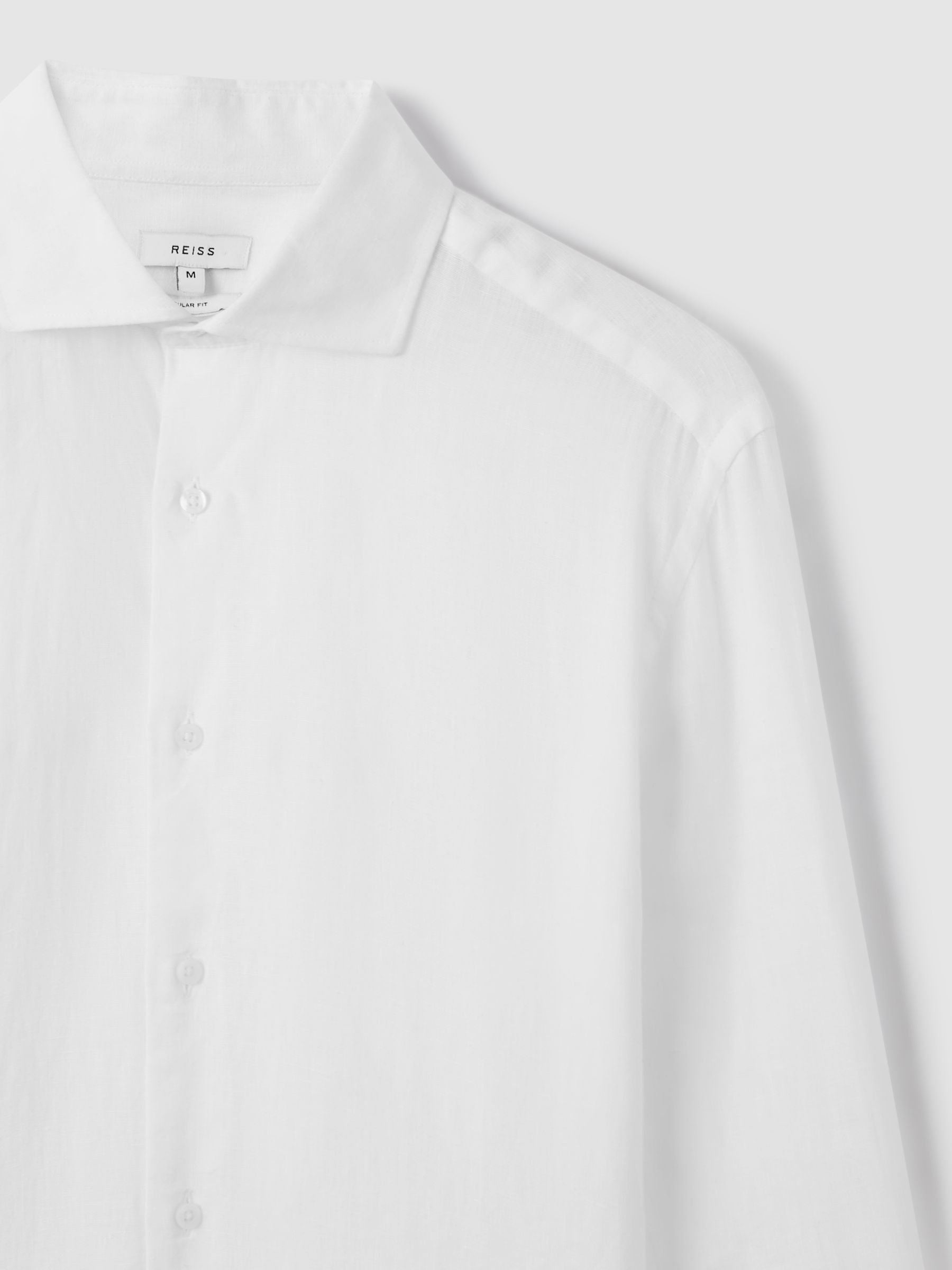 Linen Striped Cutaway-Collar Shirt in White - Image 7 of 8