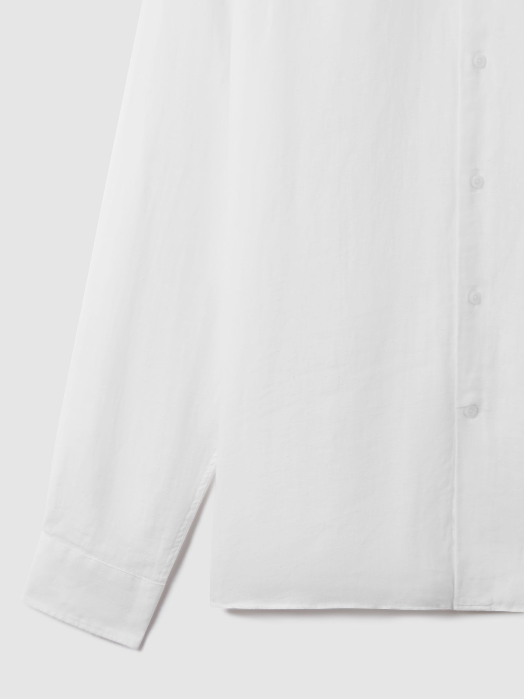 Linen Striped Cutaway-Collar Shirt in White - Image 8 of 8