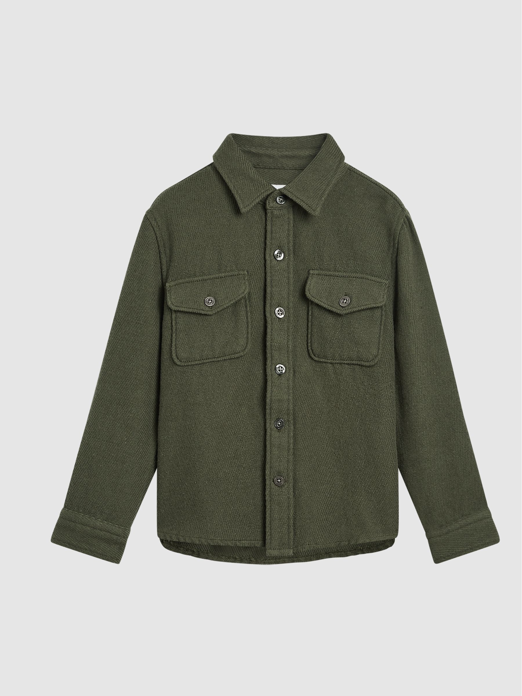Casual Twill Overshirt in Khaki - Image 2 of 6