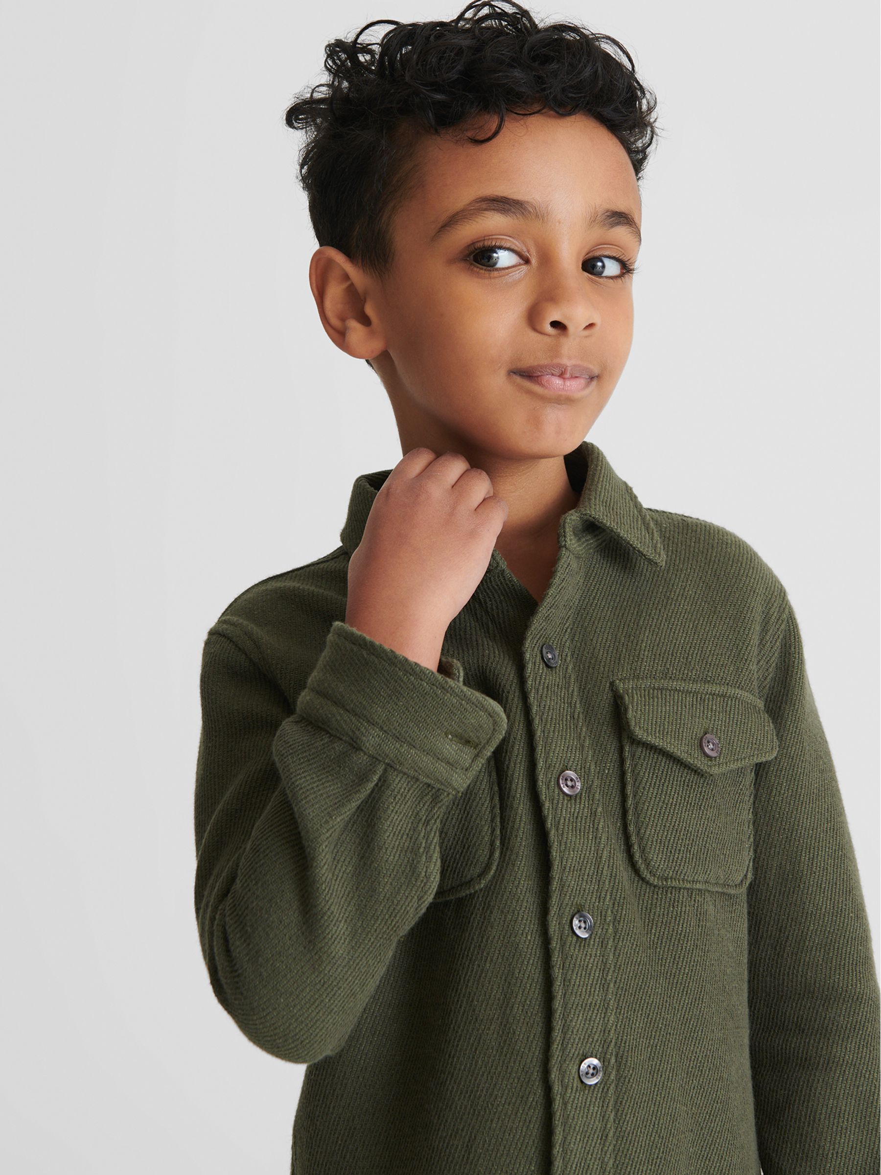 Casual Twill Overshirt in Khaki - Image 3 of 6