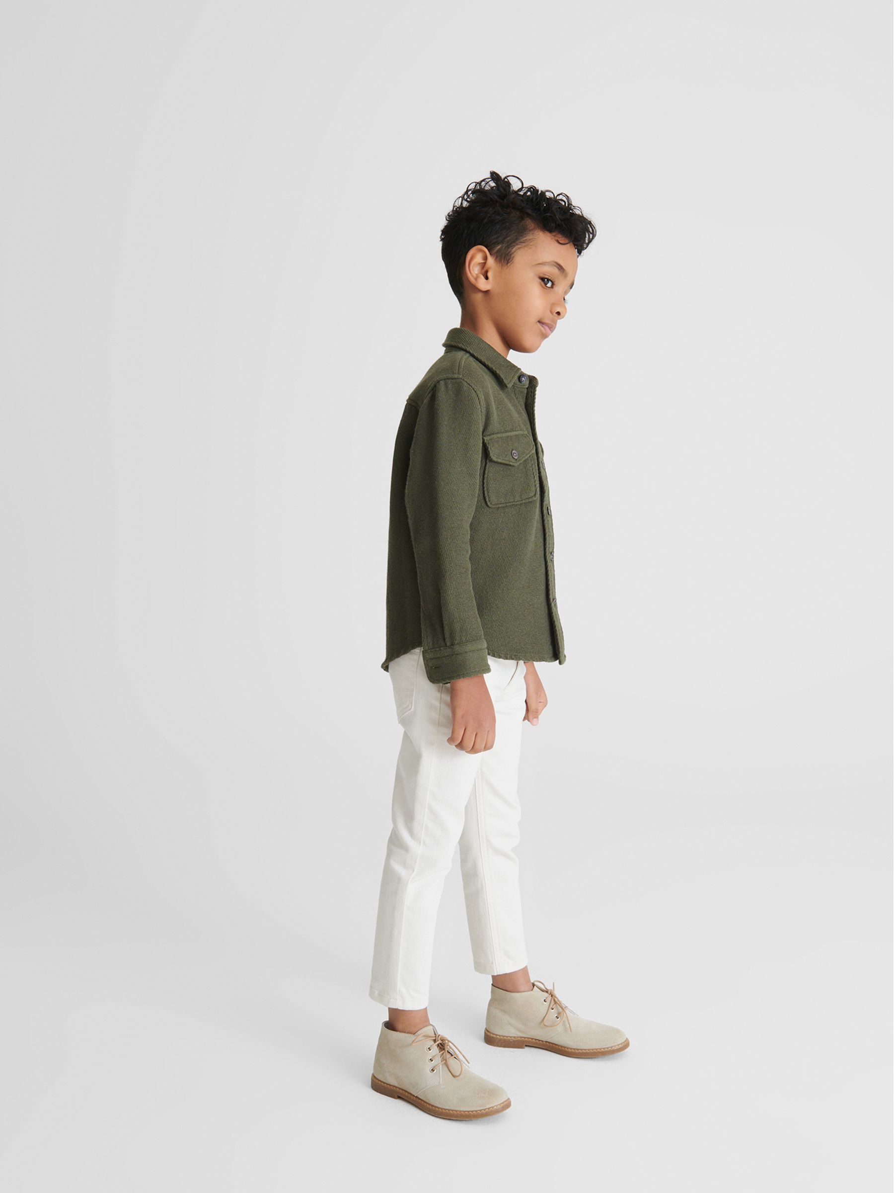Casual Twill Overshirt in Khaki - Image 4 of 6