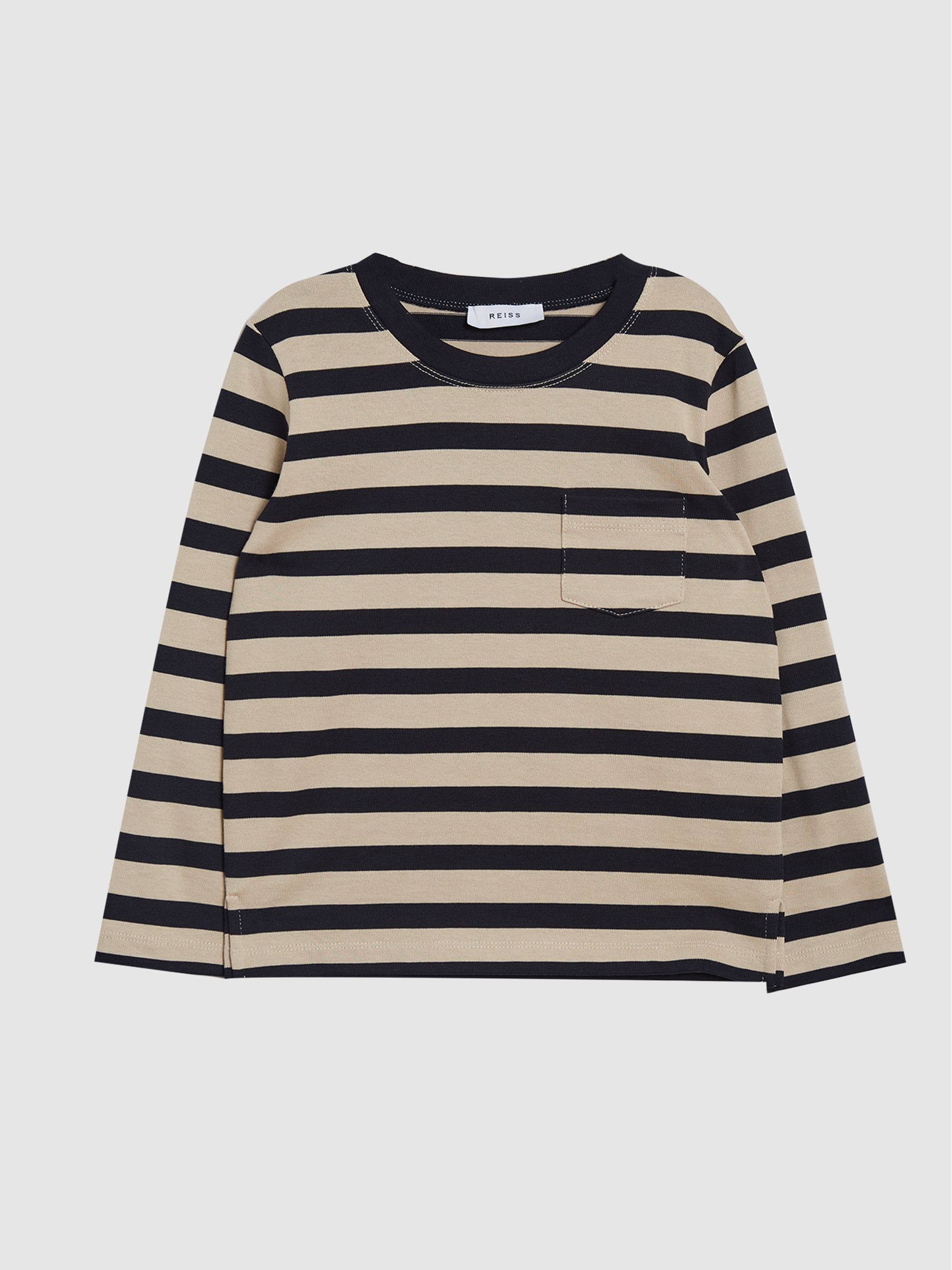 Stripe Crew Neck Jersey in Navy/Stone - Image 2 of 6