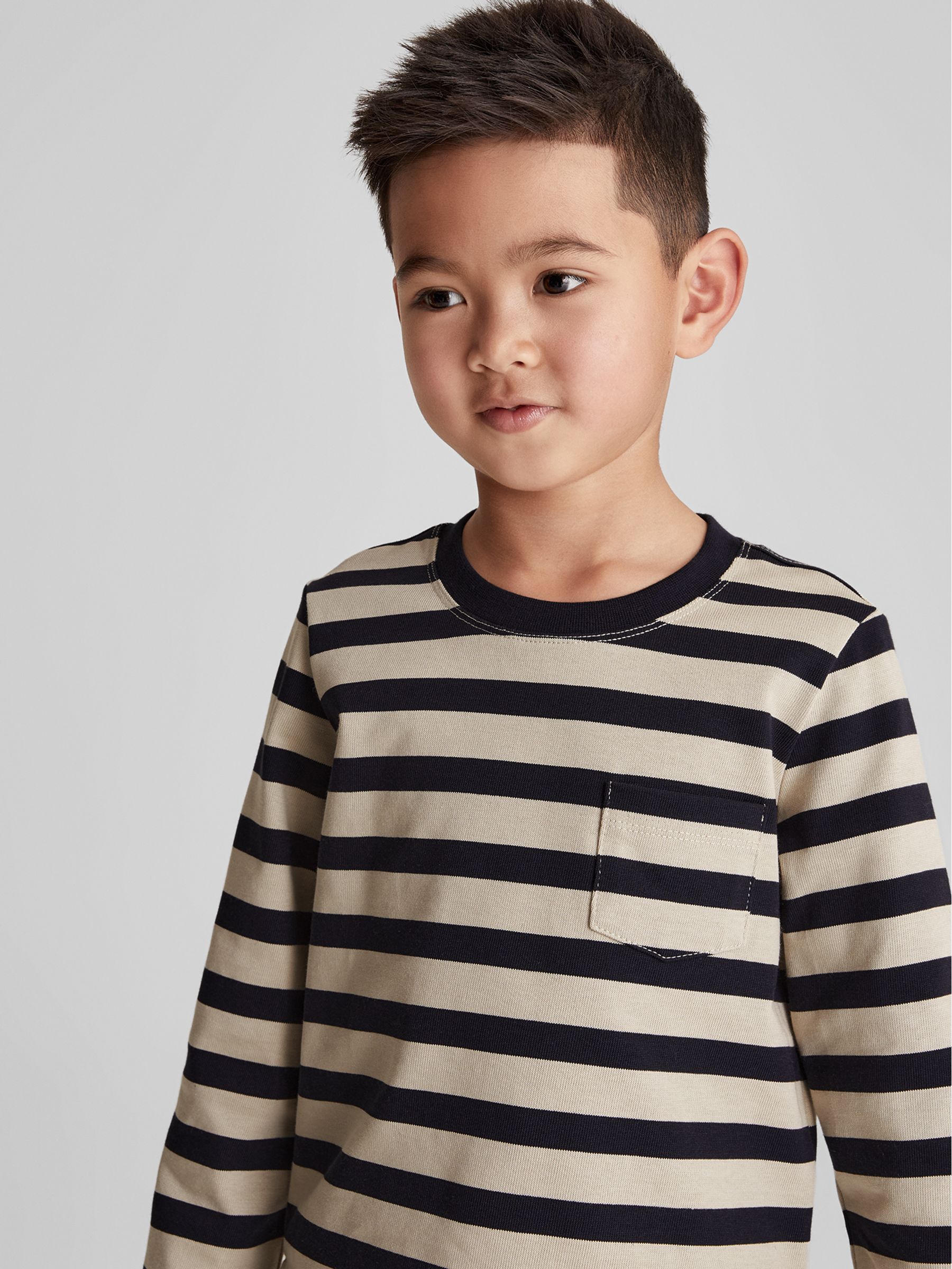 Stripe Crew Neck Jersey in Navy/Stone - Image 3 of 6