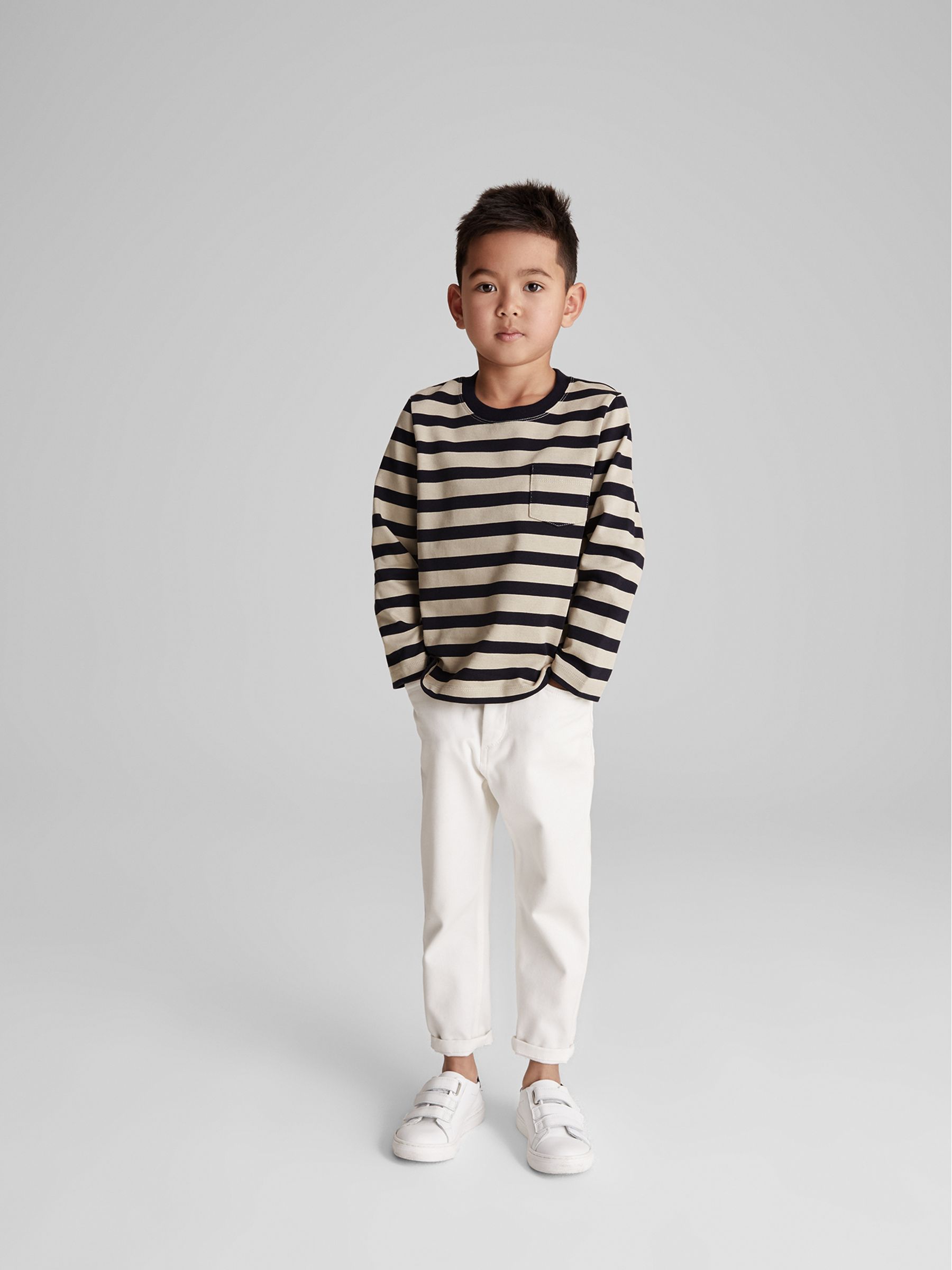Stripe Crew Neck Jersey in Navy/Stone - Image 4 of 6