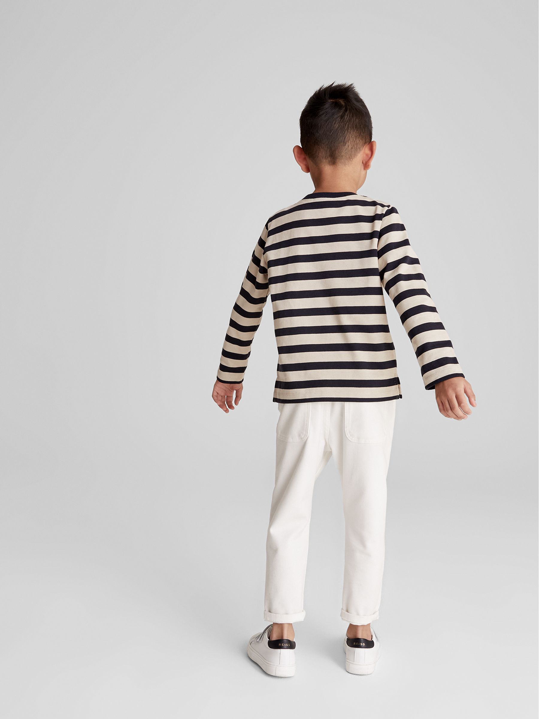 Stripe Crew Neck Jersey in Navy/Stone - Image 5 of 6