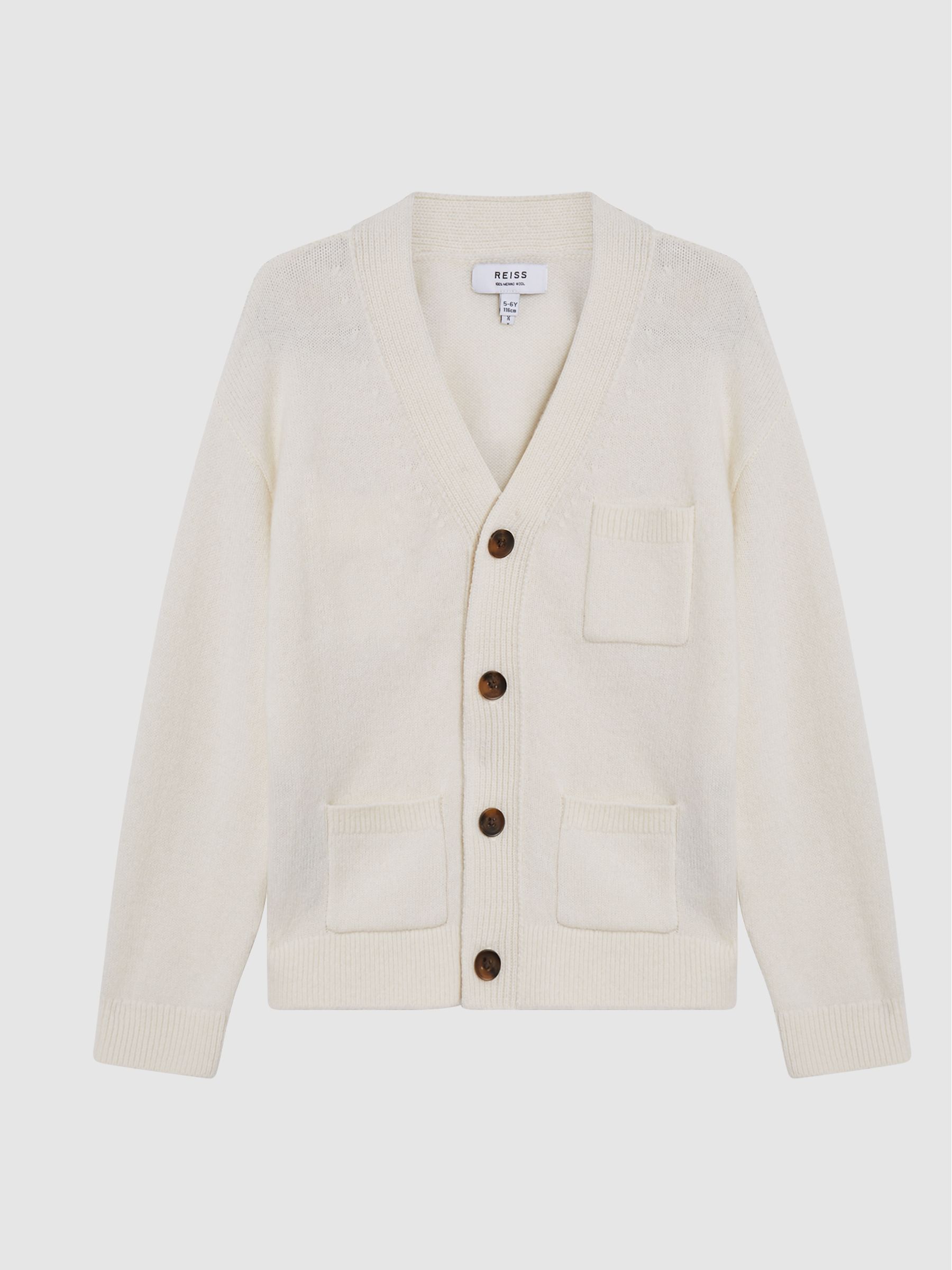 100% Merino Wool Cardigan in Ecru - Image 2 of 5