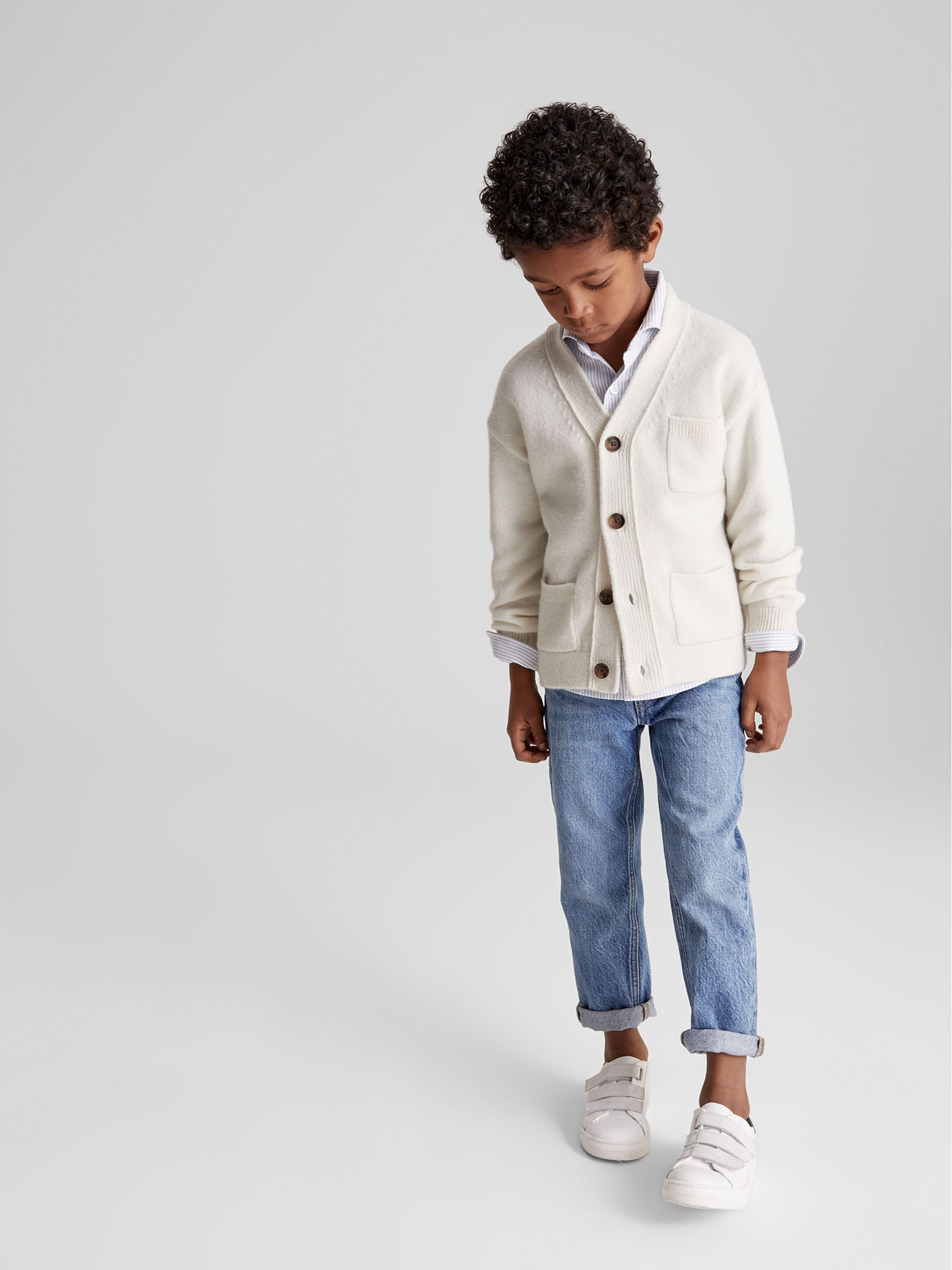 100% Merino Wool Cardigan in Ecru - Image 3 of 5