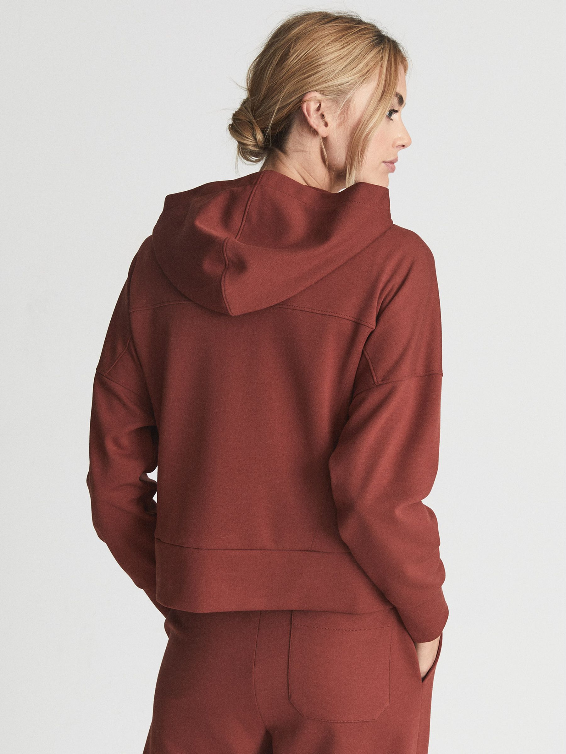 Technical Jersey Zipped Hoodie in Rust - Image 5 of 6