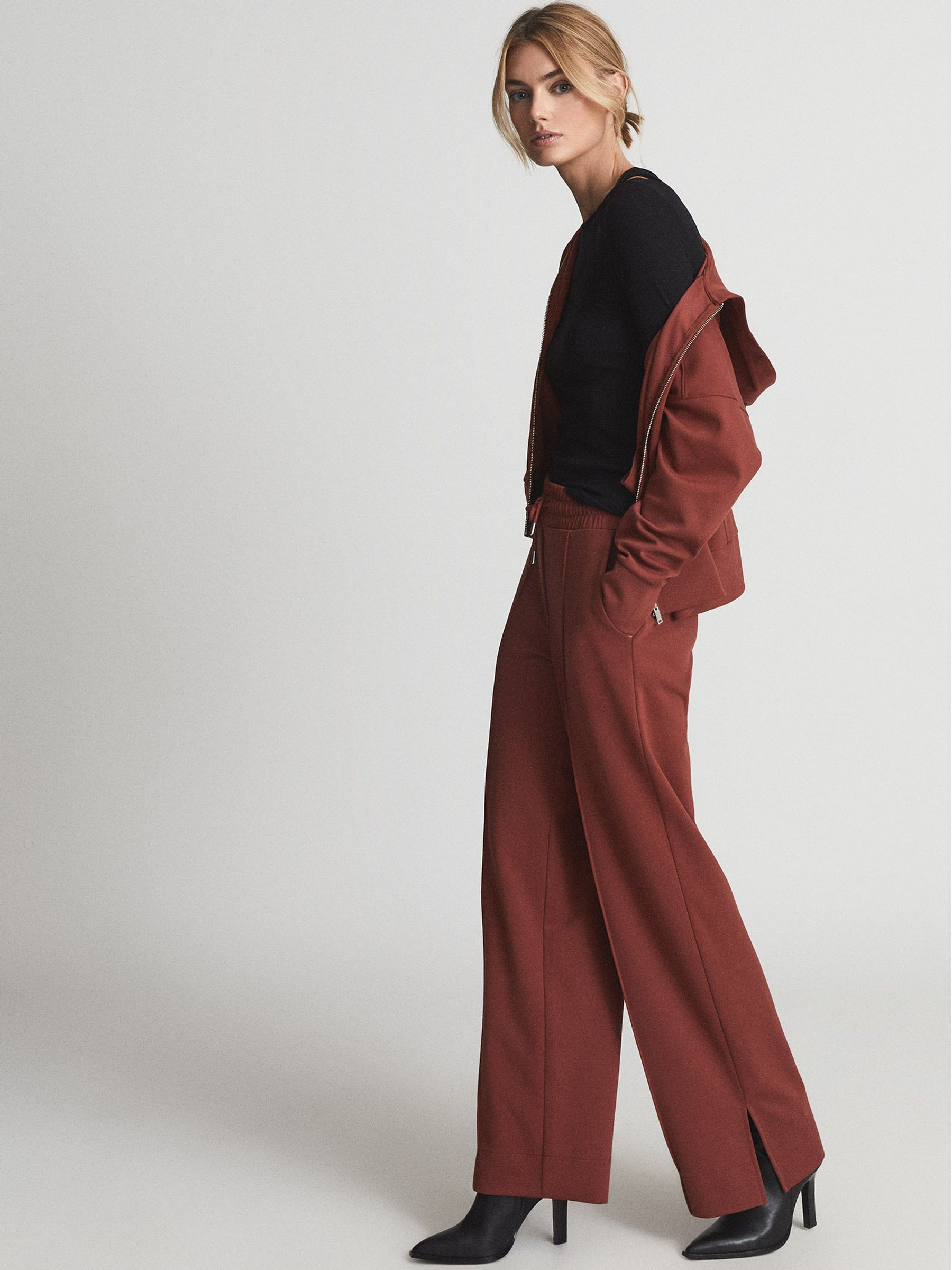 Wide Leg Joggers in Rust - Image 1 of 7