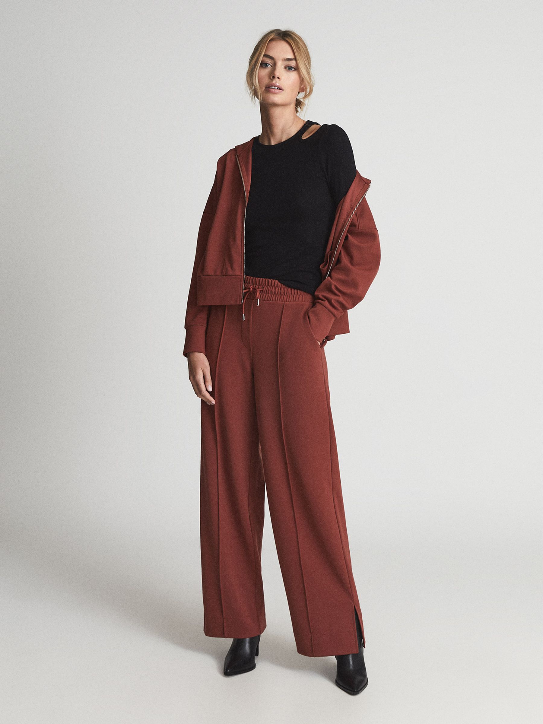Wide Leg Joggers in Rust - Image 6 of 7