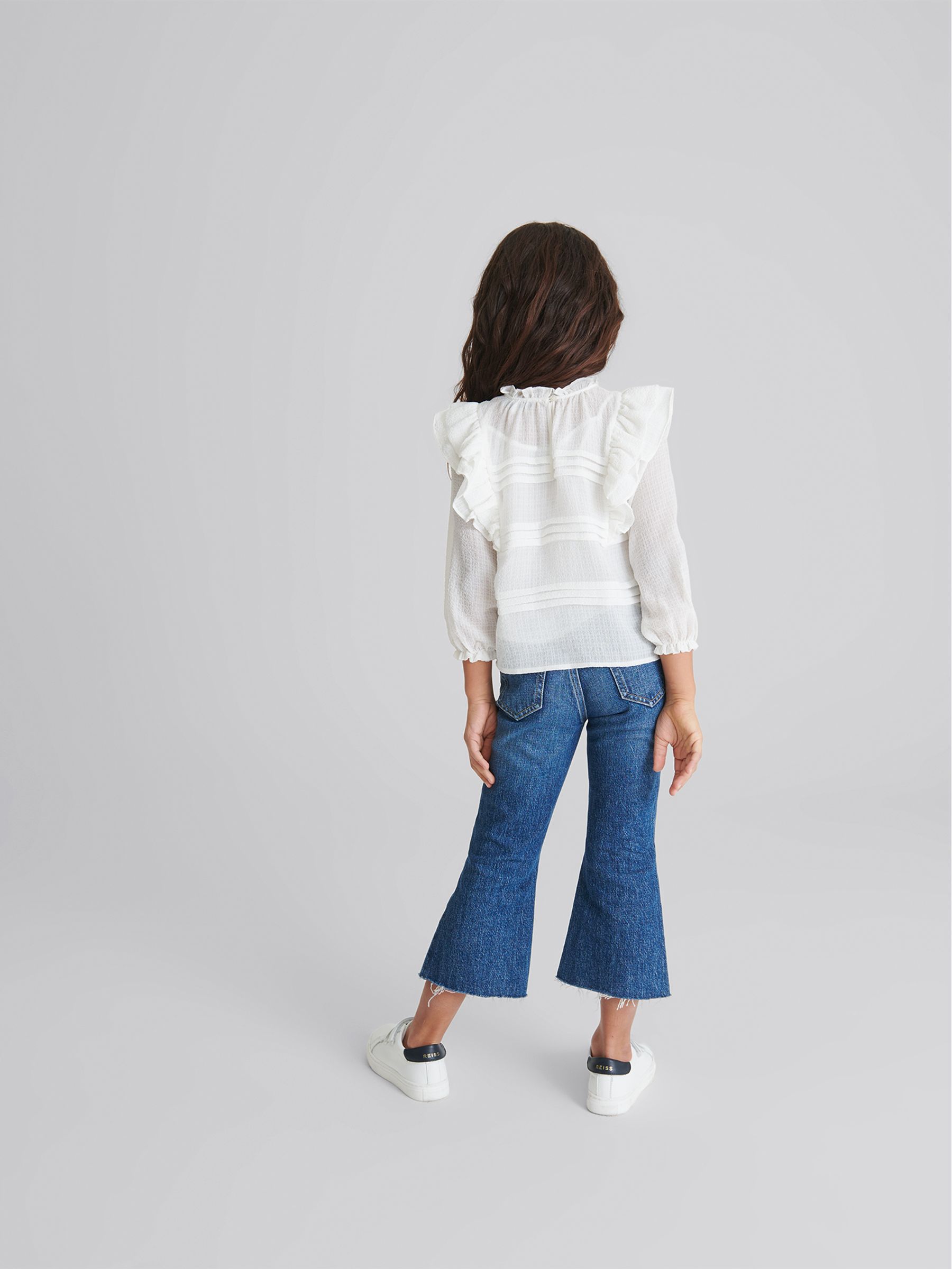 Ruffle Shoulder Blouse in White - Image 4 of 5