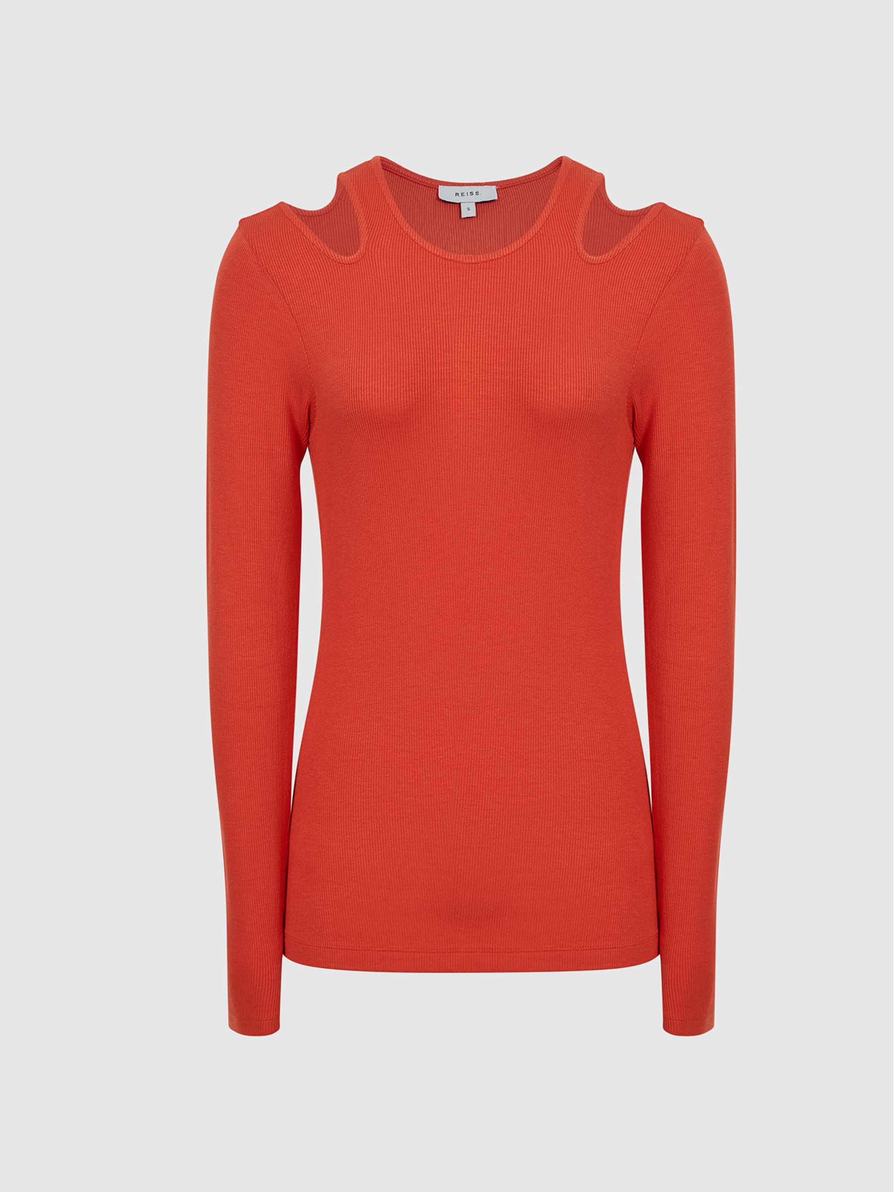 Cut Out Jersey Top in Orange - Image 2 of 6 Cut Out Jersey Top in Orange - Image 2 of 6