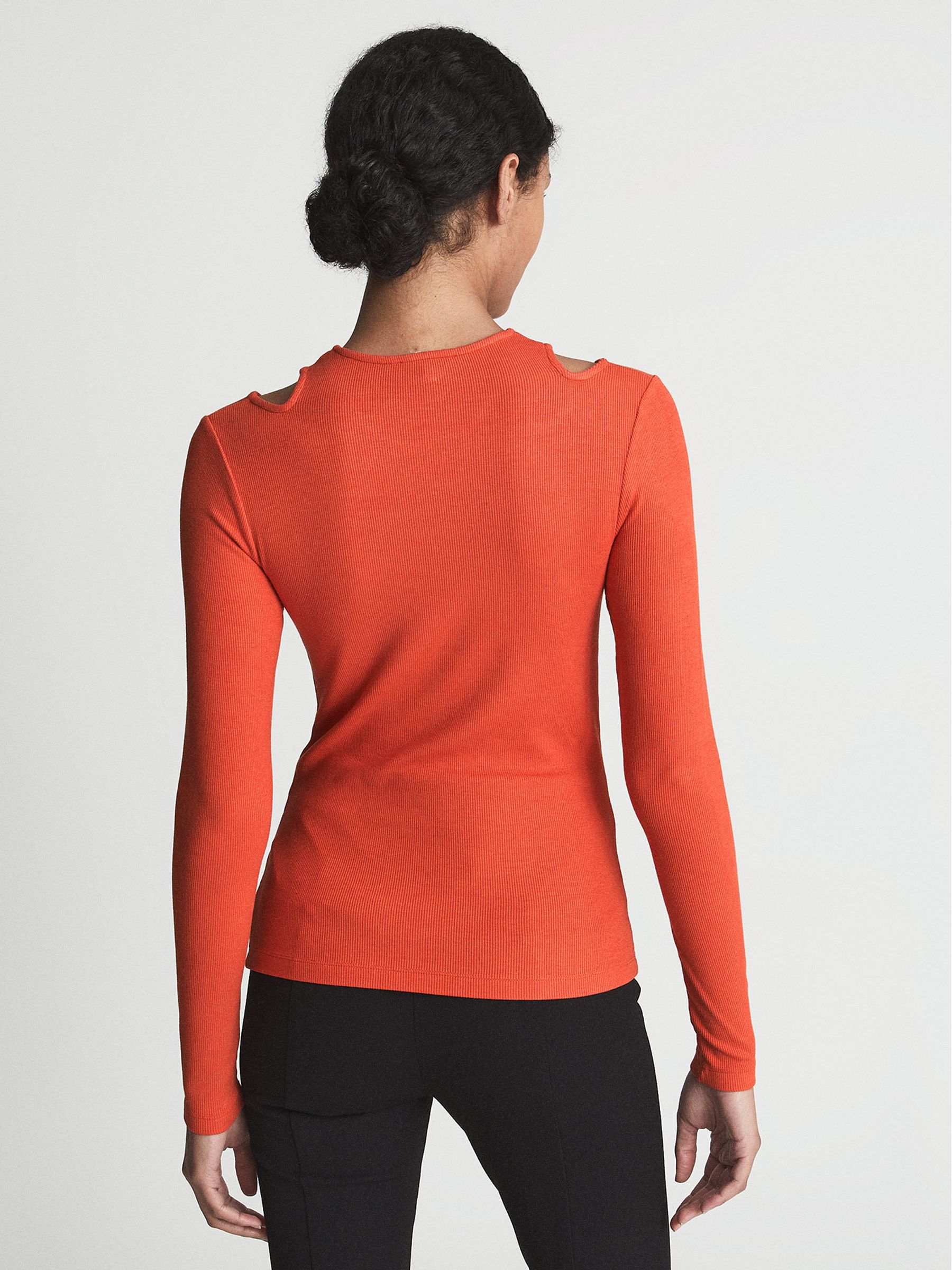 Cut Out Jersey Top in Orange - Image 5 of 6