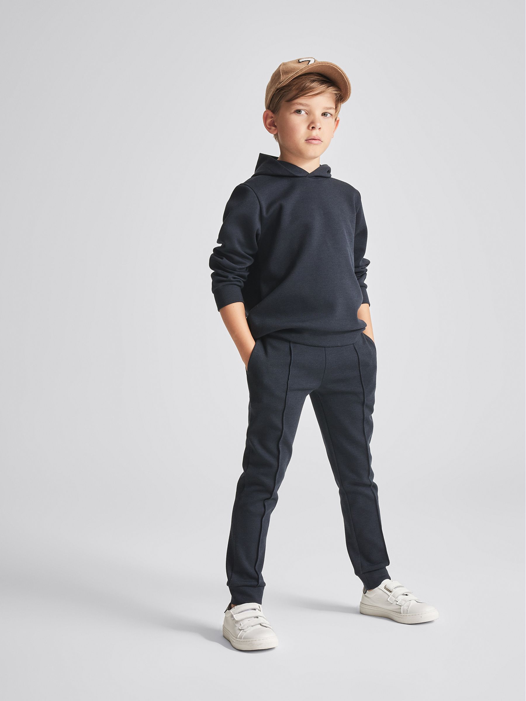 Jersey Hoodie in Navy - Image 1 of 7