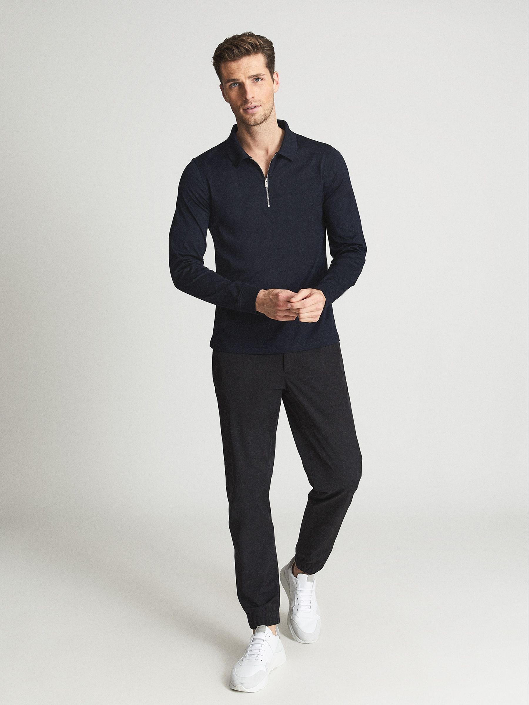 Golf Half Zip Polo Shirt in Navy - Image 1 of 6