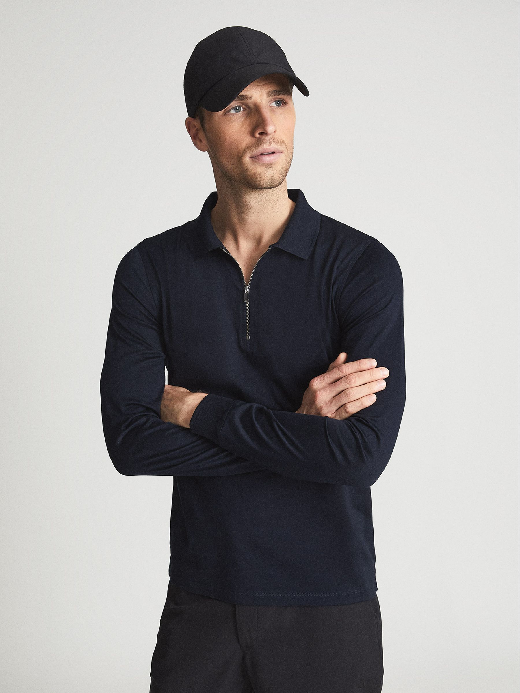 Golf Half Zip Polo Shirt in Navy - Image 3 of 6