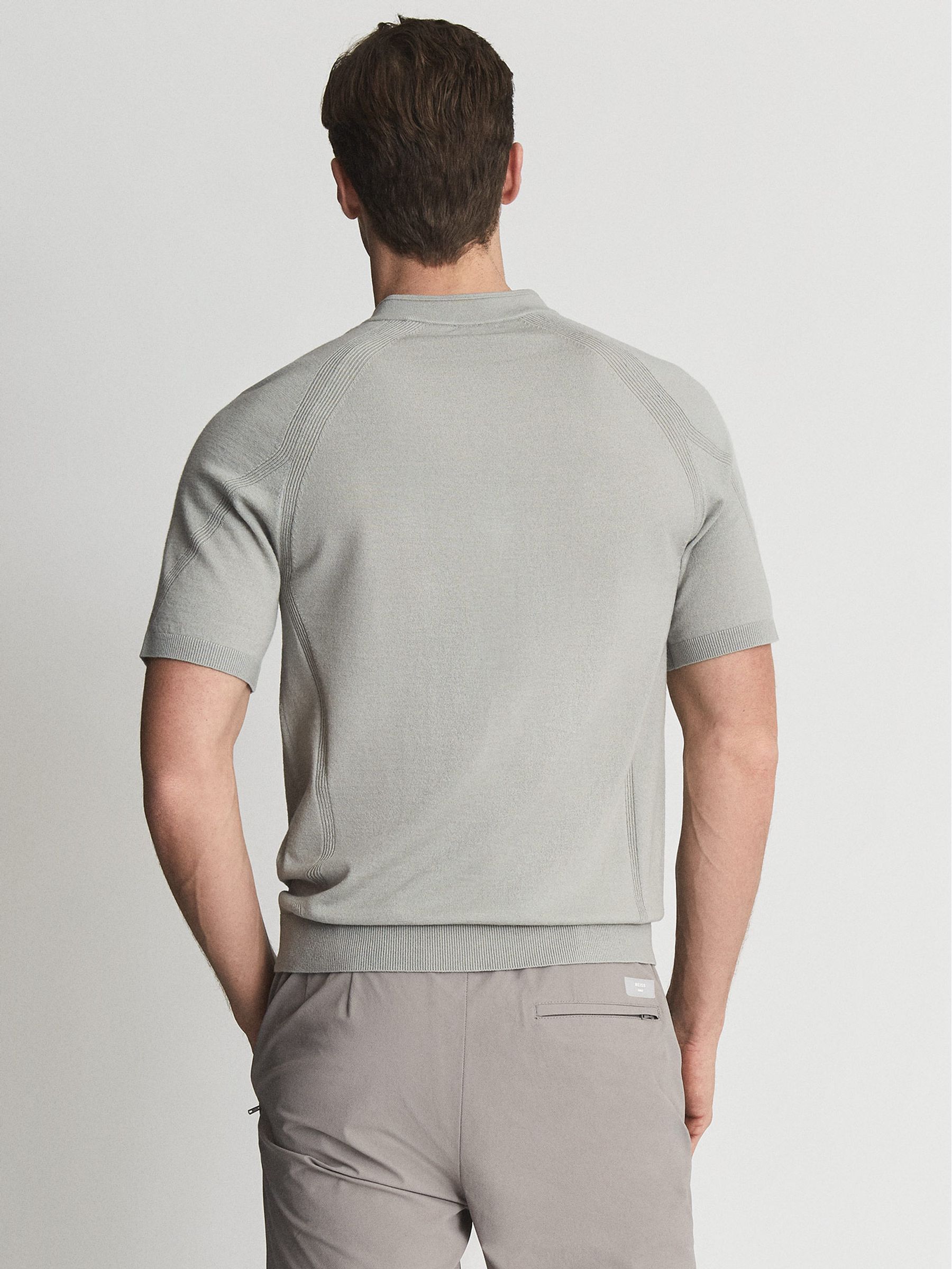 Half Zip Funnel Neck Polo T-Shirt in Sage - Image 5 of 5