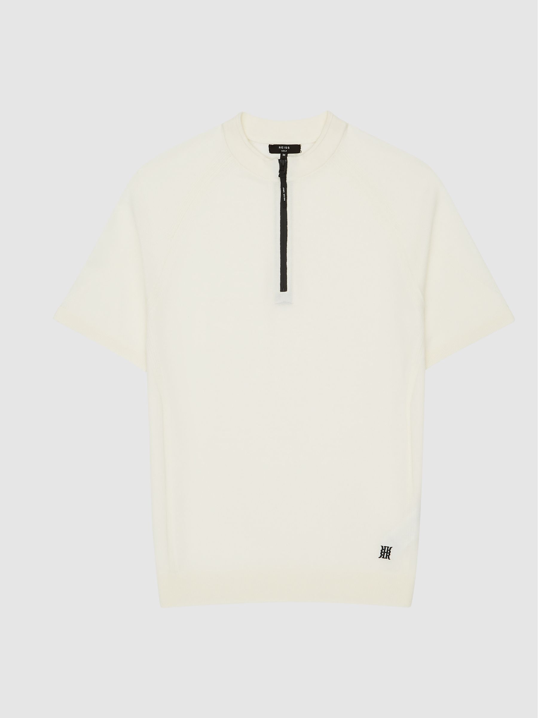 Half Zip Funnel Neck Polo T-Shirt in Ecru - Image 2 of 6