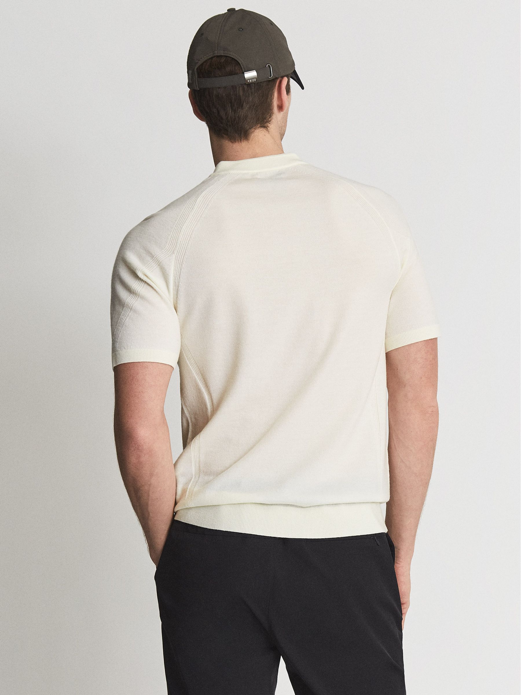 Half Zip Funnel Neck Polo T-Shirt in Ecru - Image 5 of 6