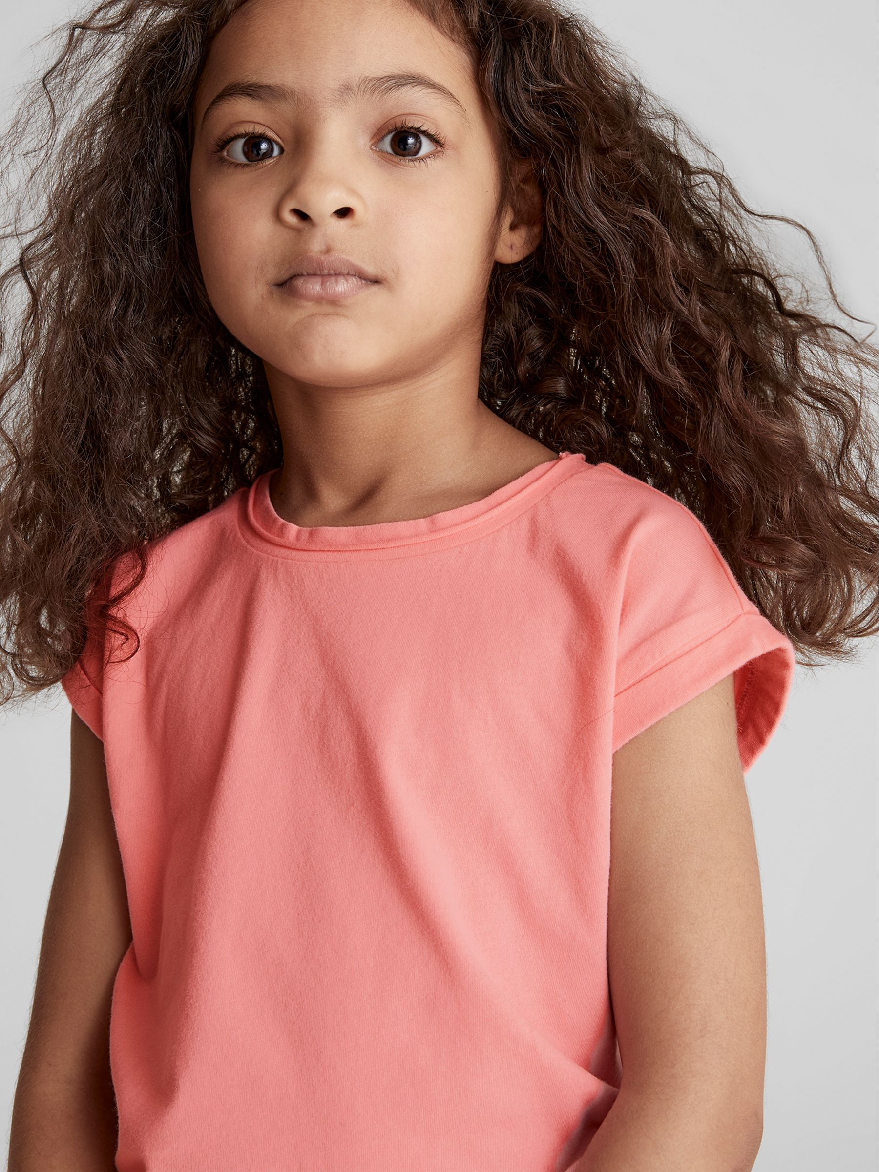 Crew Neck Jersey T-shirt in Coral - Image 1 of 3