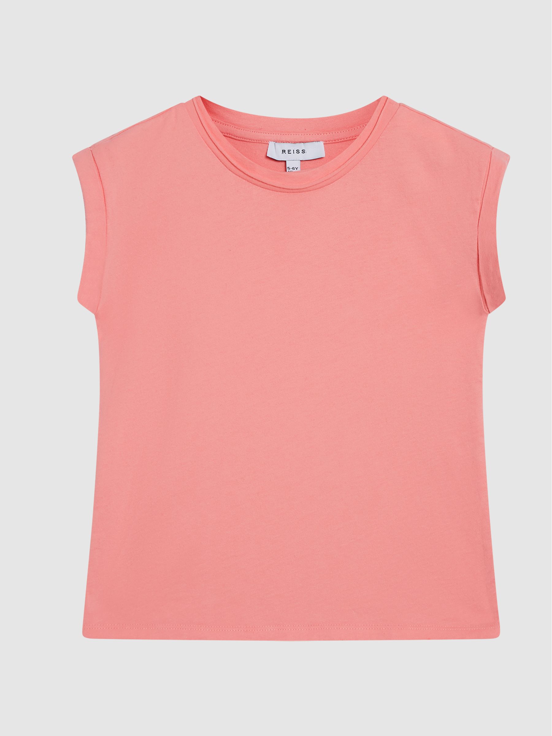 Crew Neck Jersey T-shirt in Coral - Image 2 of 3