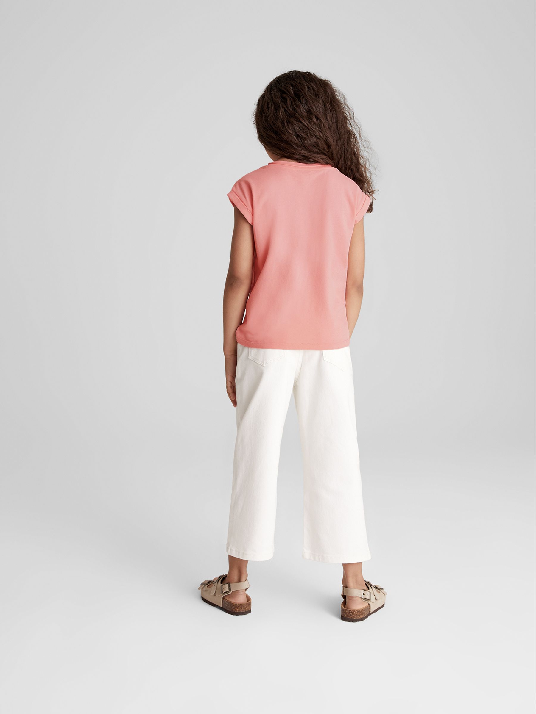 Crew Neck Jersey T-shirt in Coral - Image 3 of 3