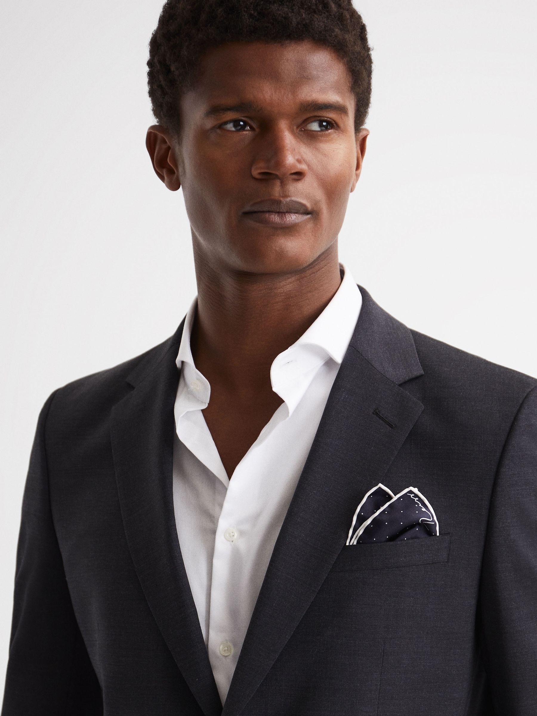 Polka Dot Silk Pocket Square in Navy - Image 2 of 5