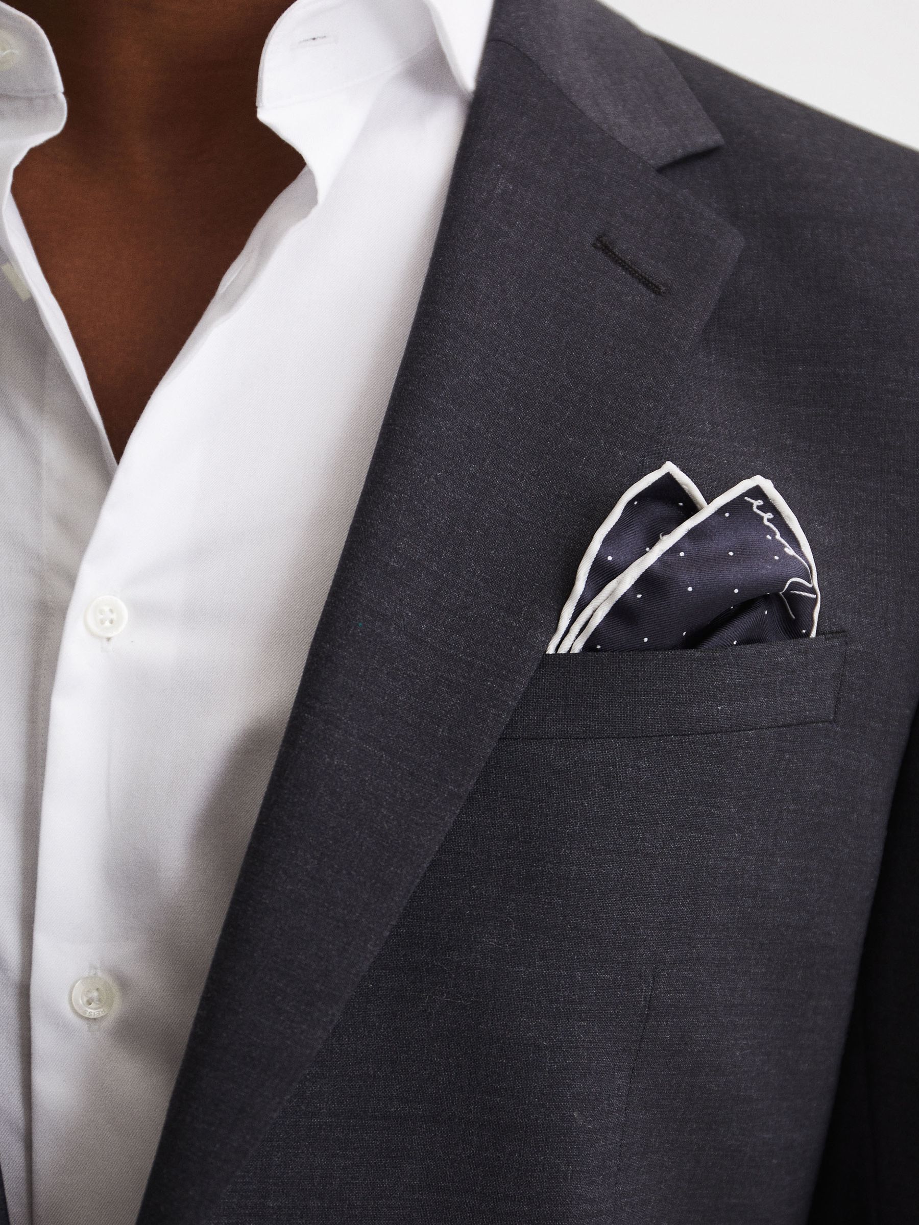 Polka Dot Silk Pocket Square in Navy - Image 3 of 5