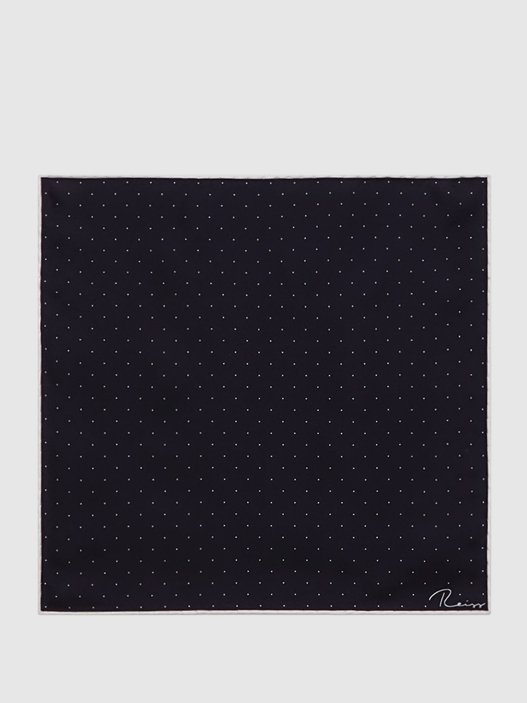 Polka Dot Silk Pocket Square in Navy - Image 4 of 5