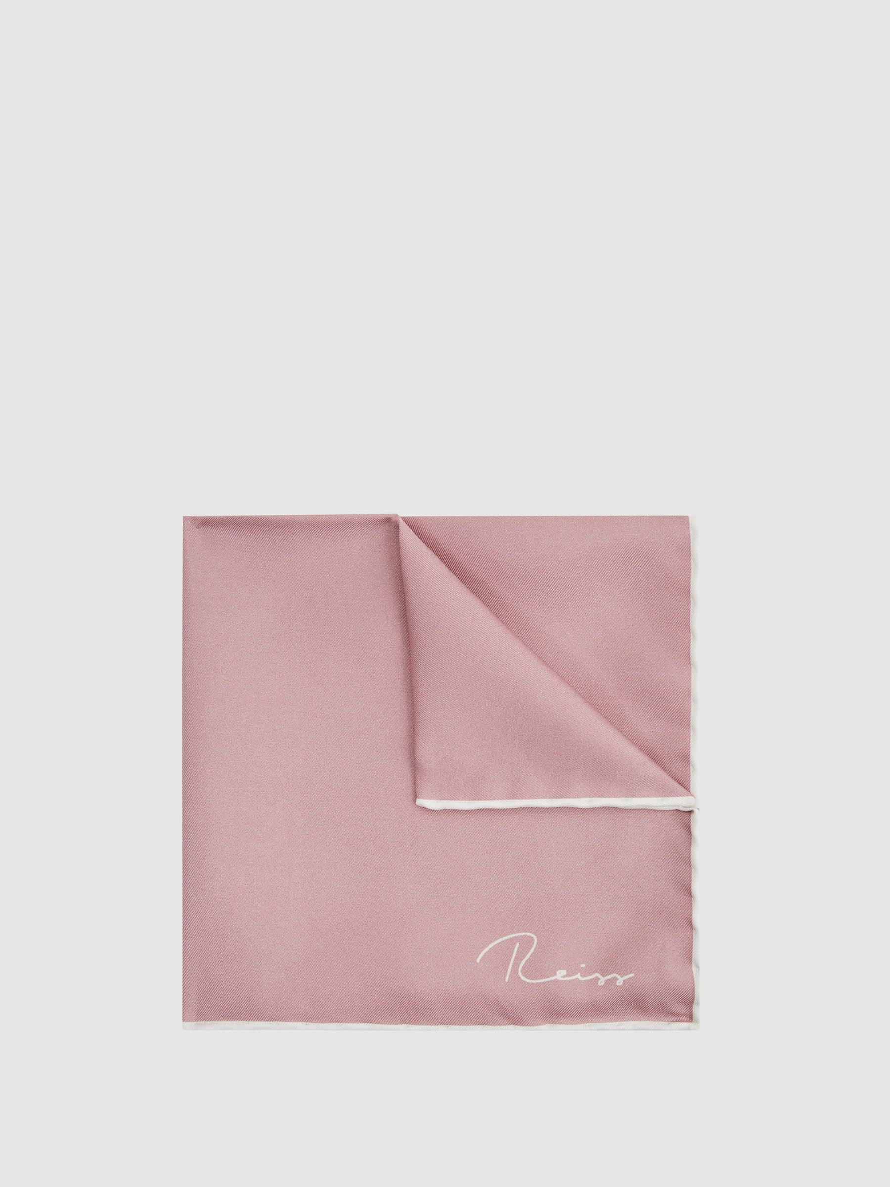 Plain Silk Pocket Square in Pink - Image 1 of 5