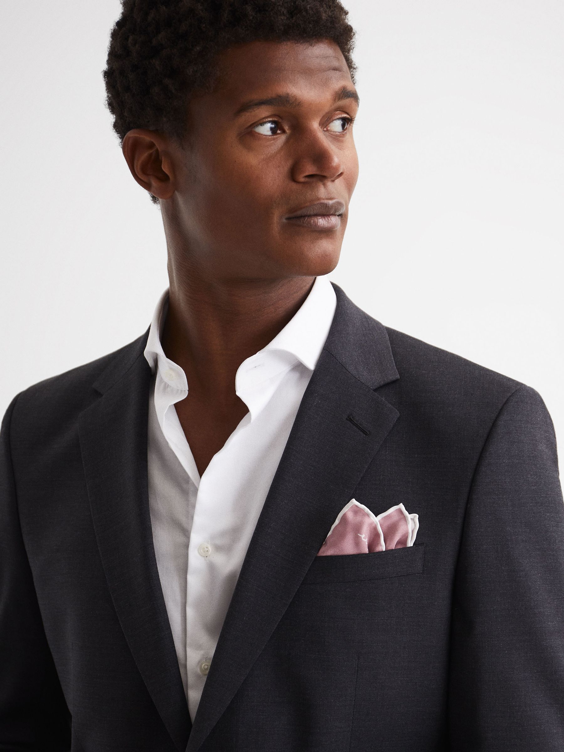Plain Silk Pocket Square in Pink - Image 2 of 5