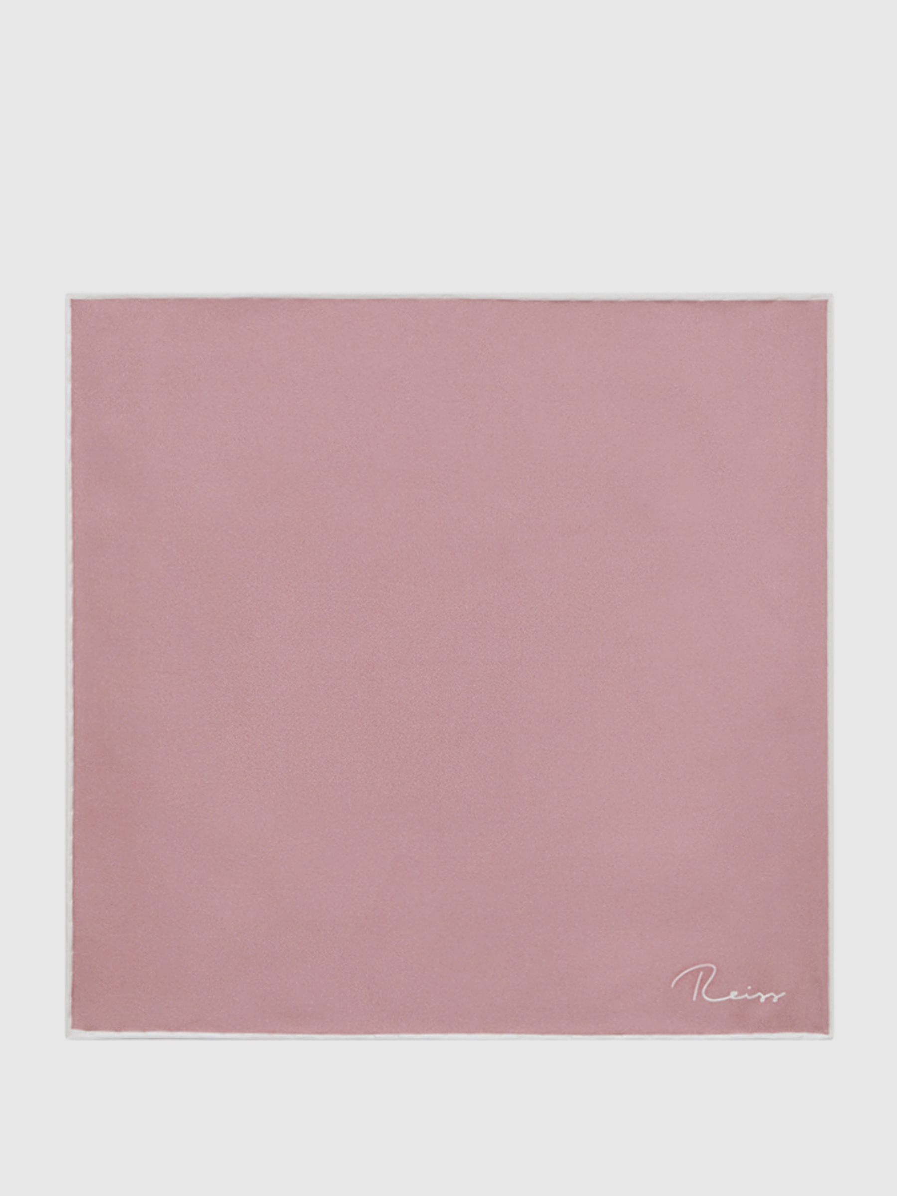 Plain Silk Pocket Square in Pink - Image 4 of 5