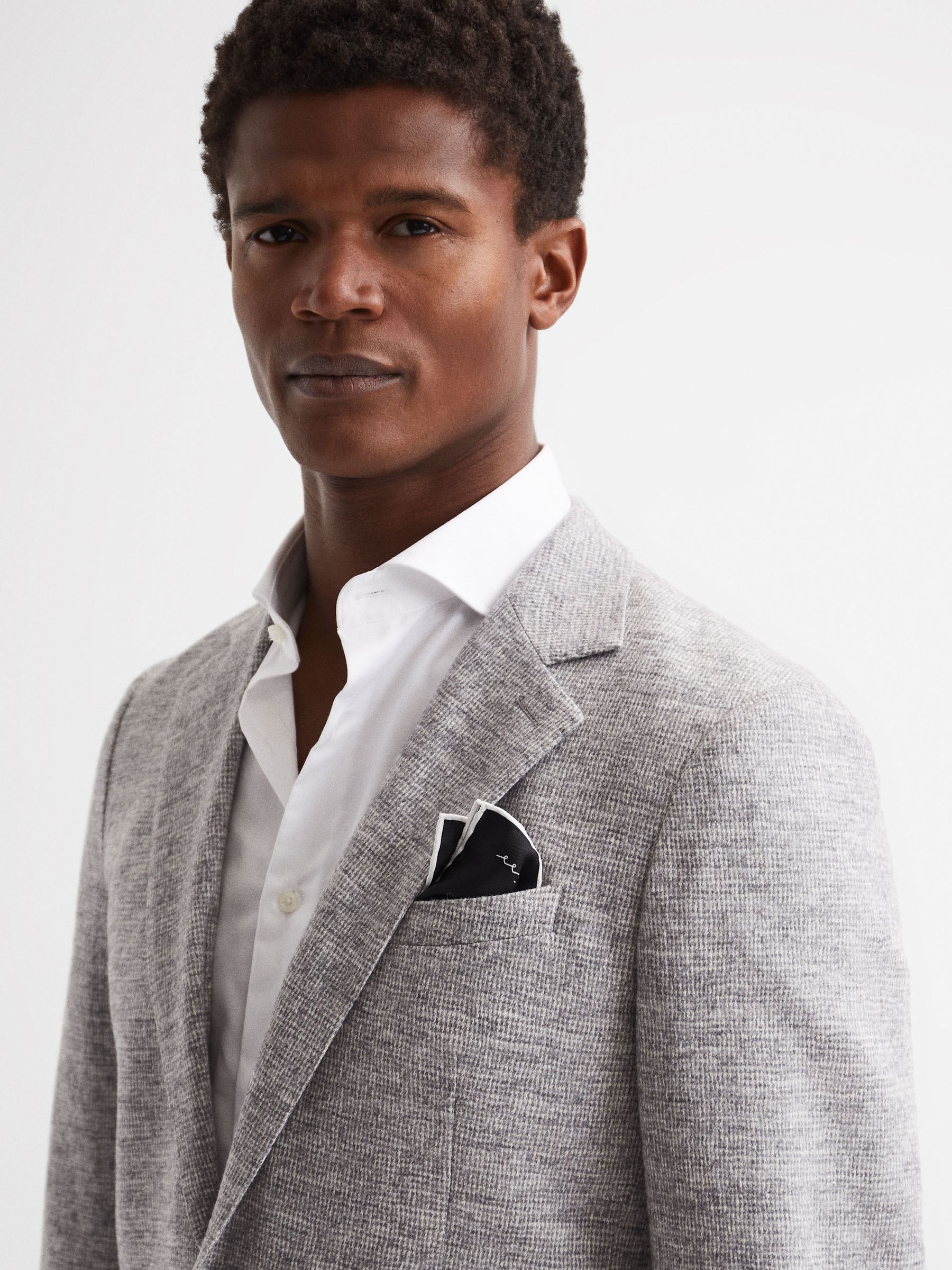 Plain Silk Pocket Square in Black - Image 2 of 5