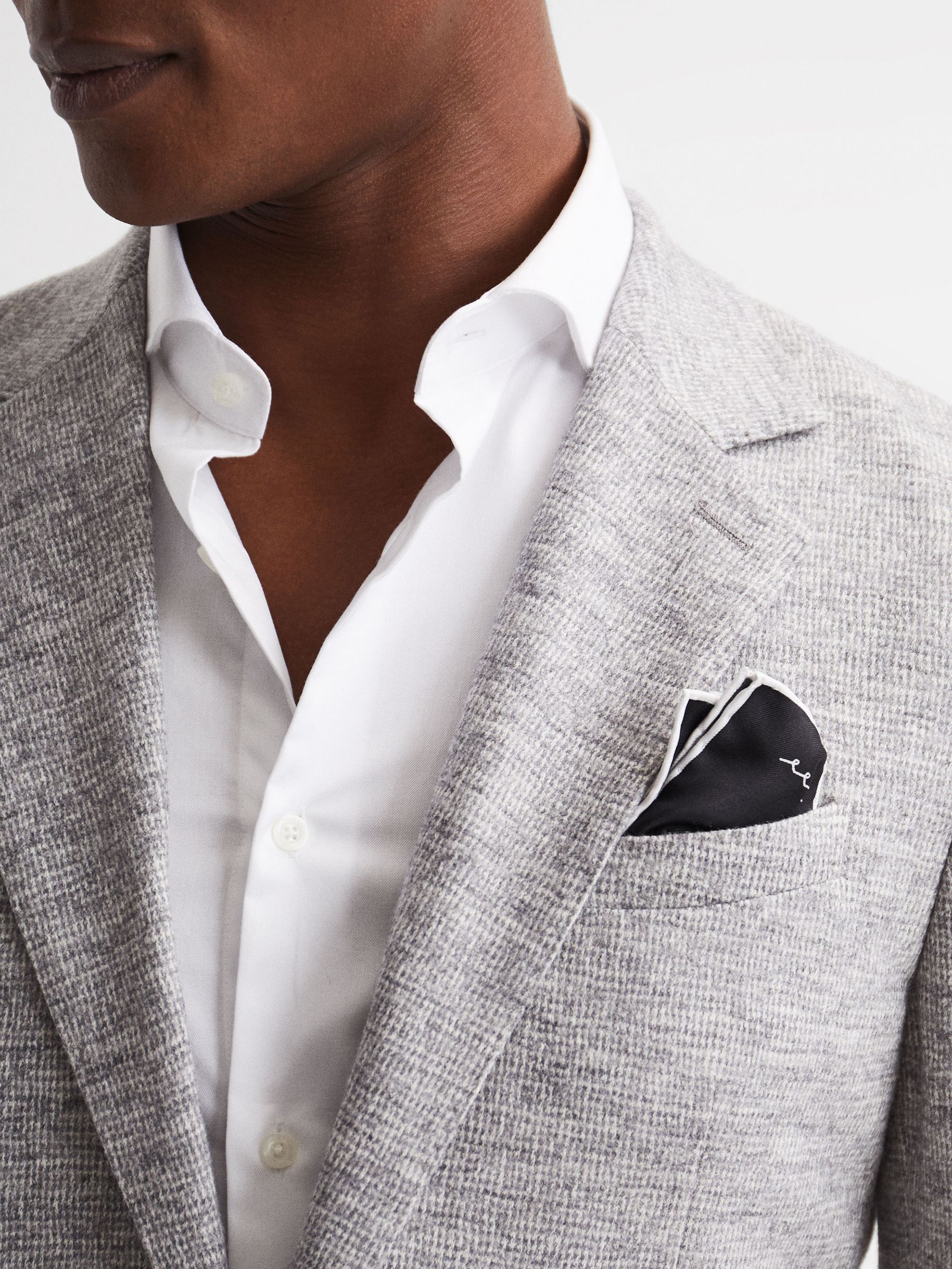 Plain Silk Pocket Square in Black - Image 3 of 5