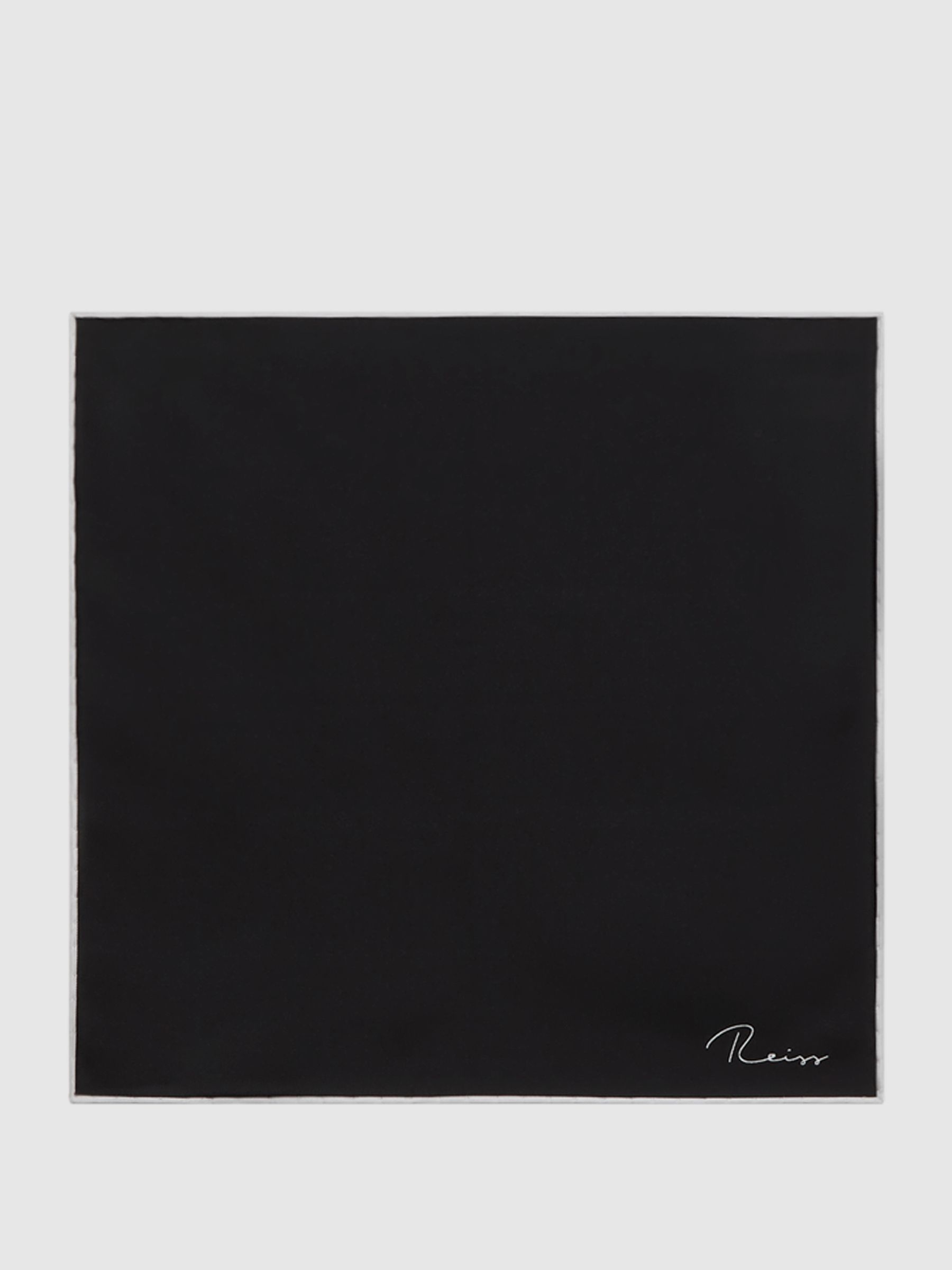 Plain Silk Pocket Square in Black - Image 4 of 5