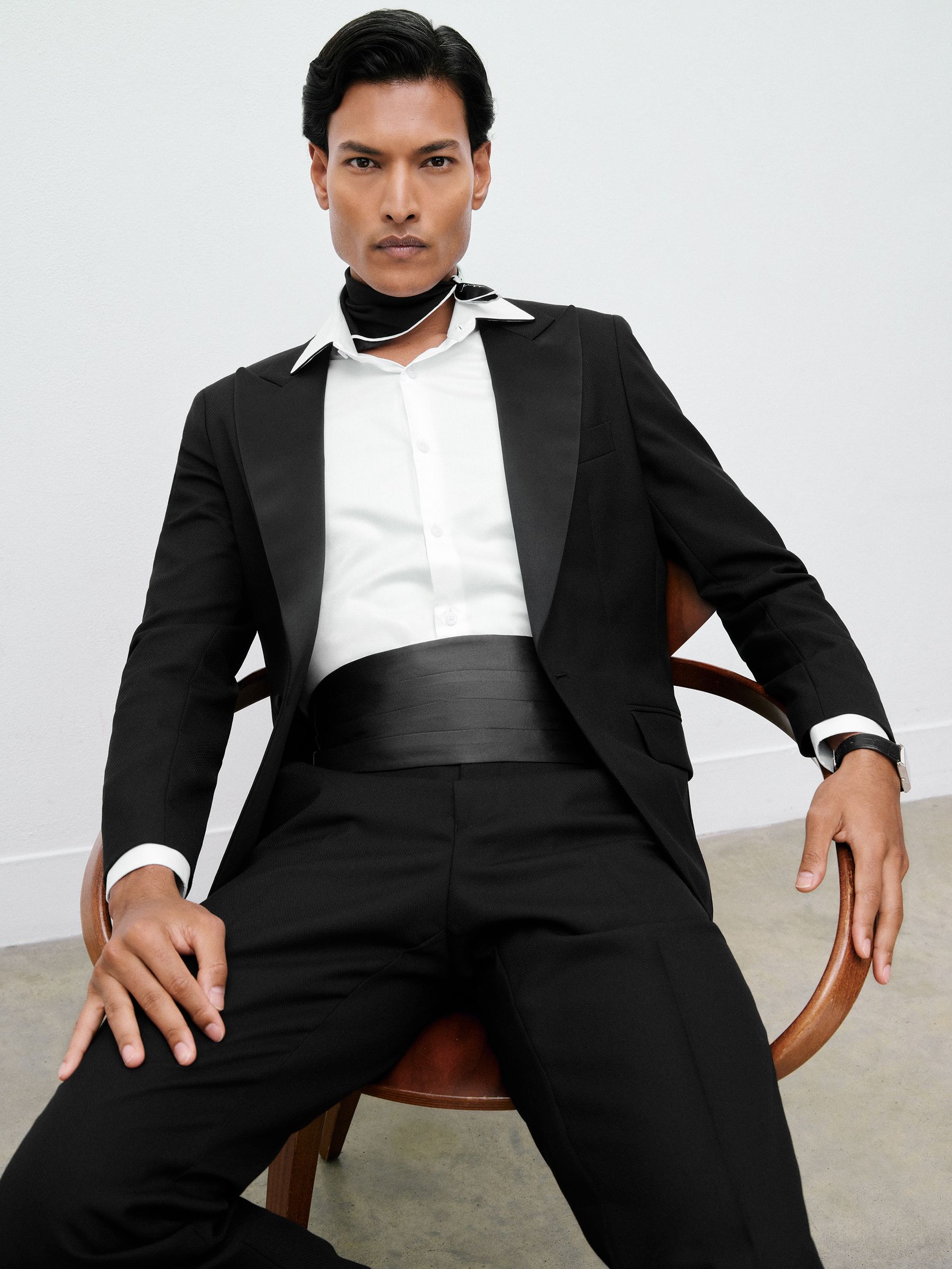 Plain Silk Pocket Square in Black - image 2