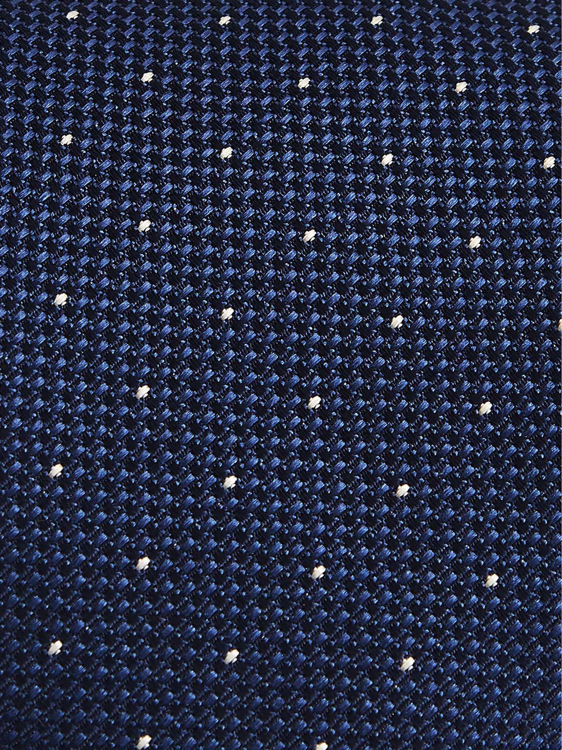 Silk Polka Dot Tie in Dark Blue - Image 4 of 4