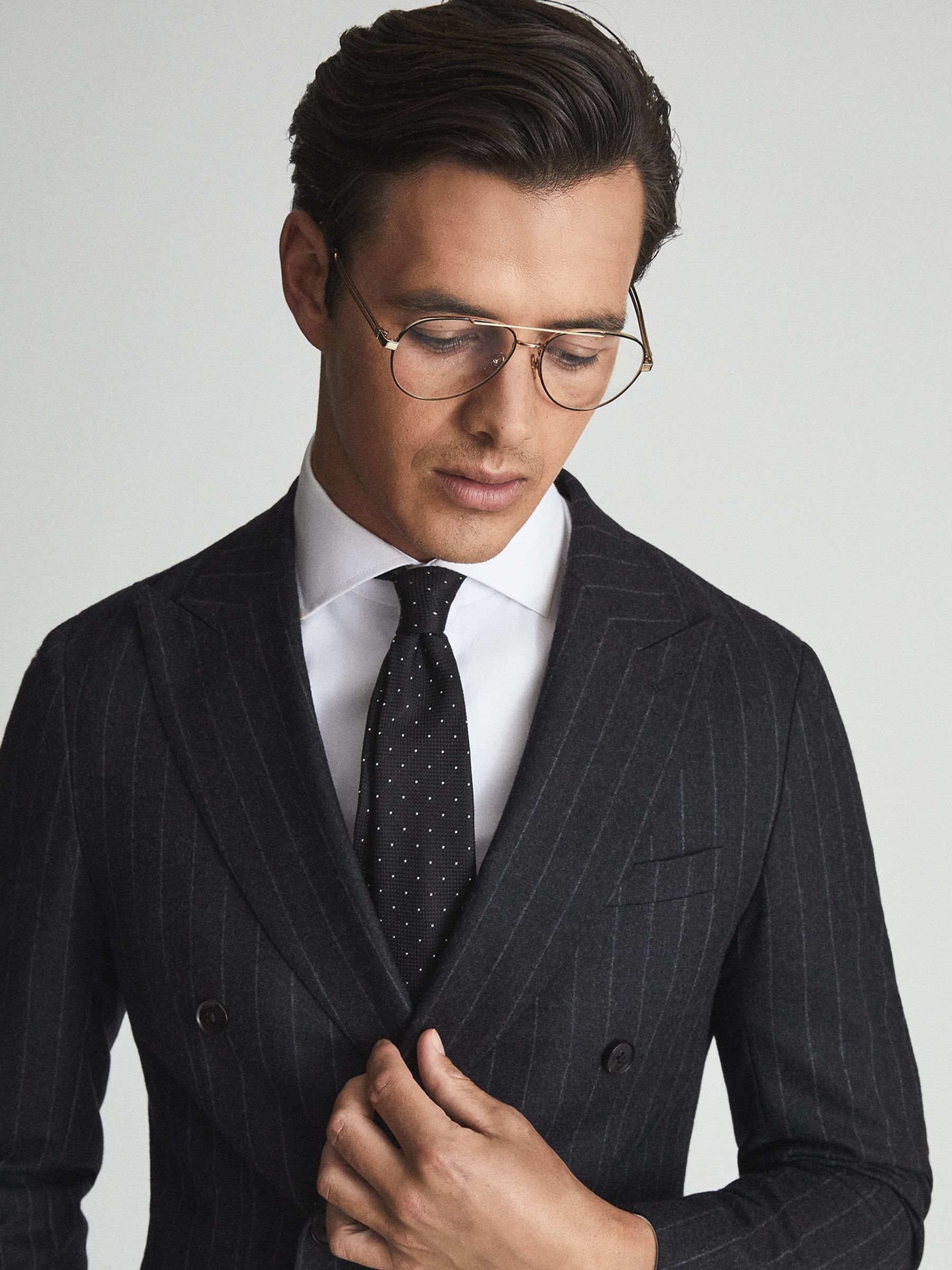 Textured Polka Dot Tie in Black - Image 1 of 4